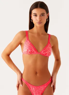 inclusive Croatia Bikini Top - Pink Sequin