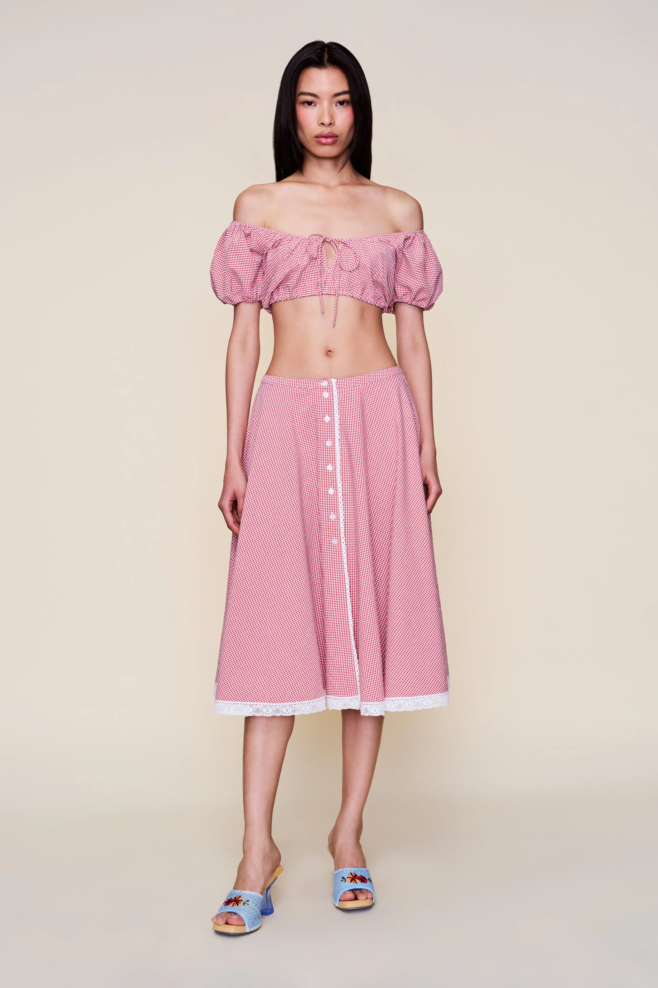 Wrap Front Ravello Gingham Skirt