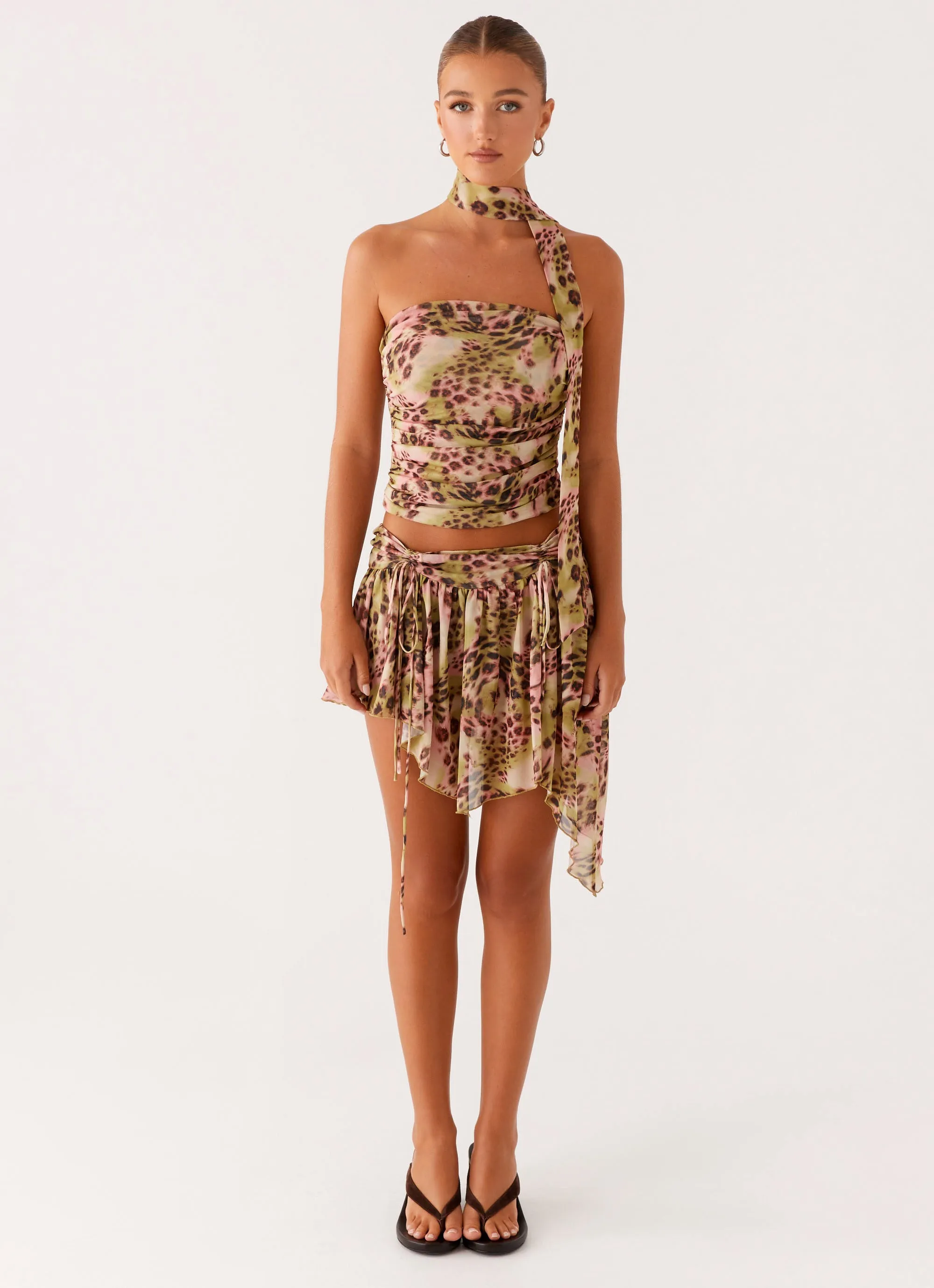 Hot Like Me Scarf Top - Swirl Leopard Compression Fit Technology