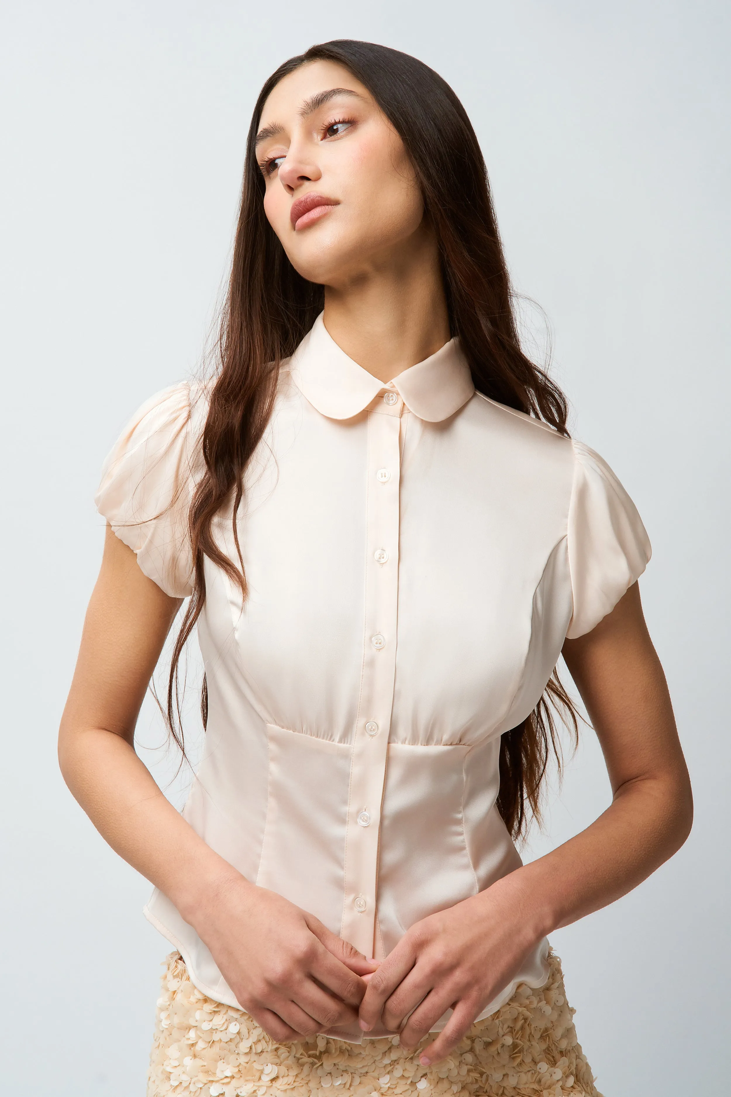 Liana Satin Top Airflow Weave Pattern Soft Inner Lining