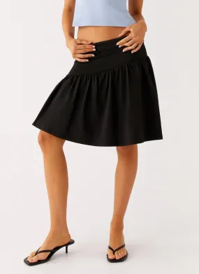 Rayna Midi Skirt - Black tech fabric