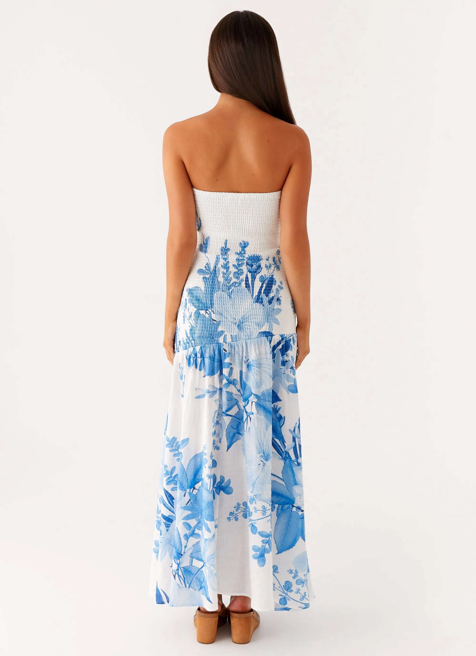 Chic Harmony Daily Wear Rebecca Maxi Dress - Blue Floral Print