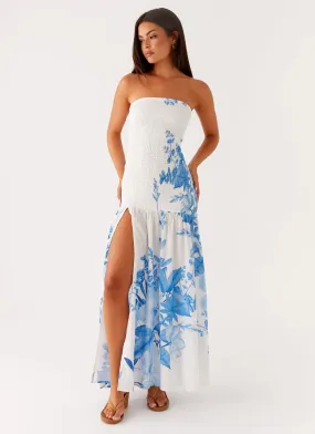 Rebecca Maxi Dress - Blue Floral Print Bold Touch