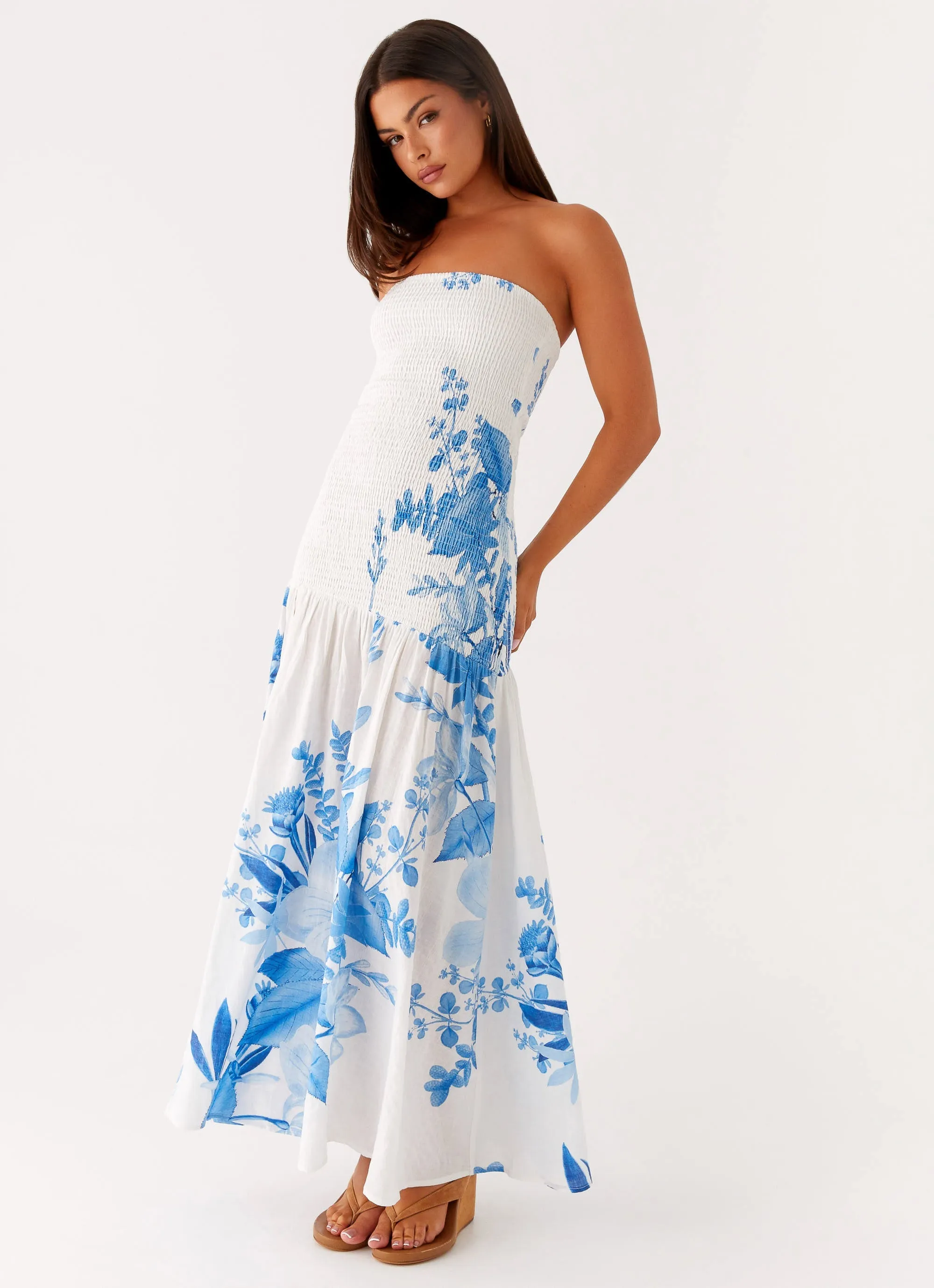 Rebecca Maxi Dress - Blue Floral Print Office Cool Work Style