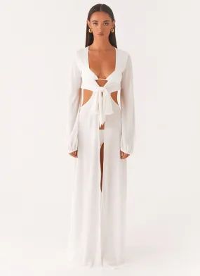 Coastal Maxi Dress - White Playful printed gown