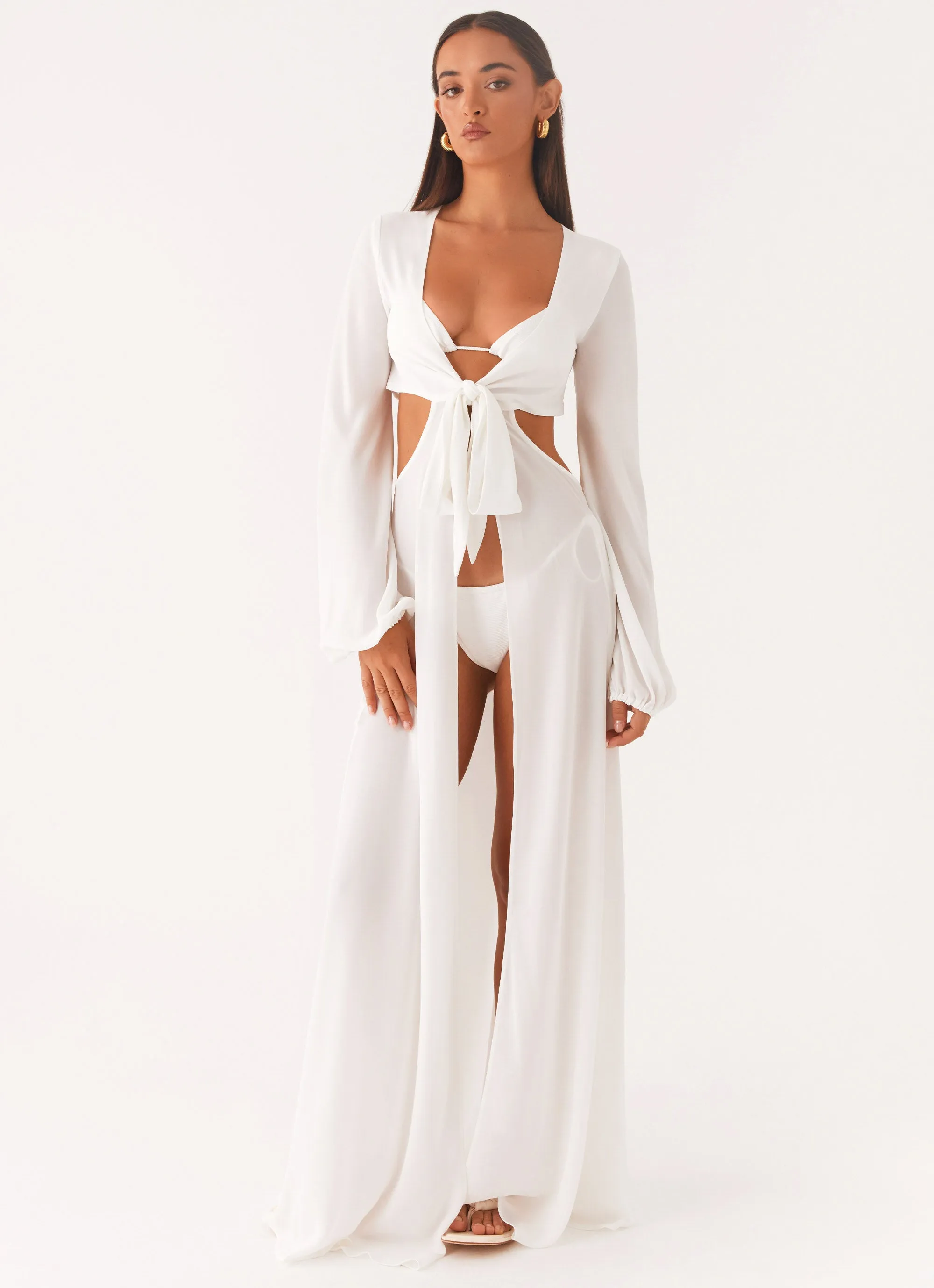 Versatile Cut Coastal Maxi Dress - White