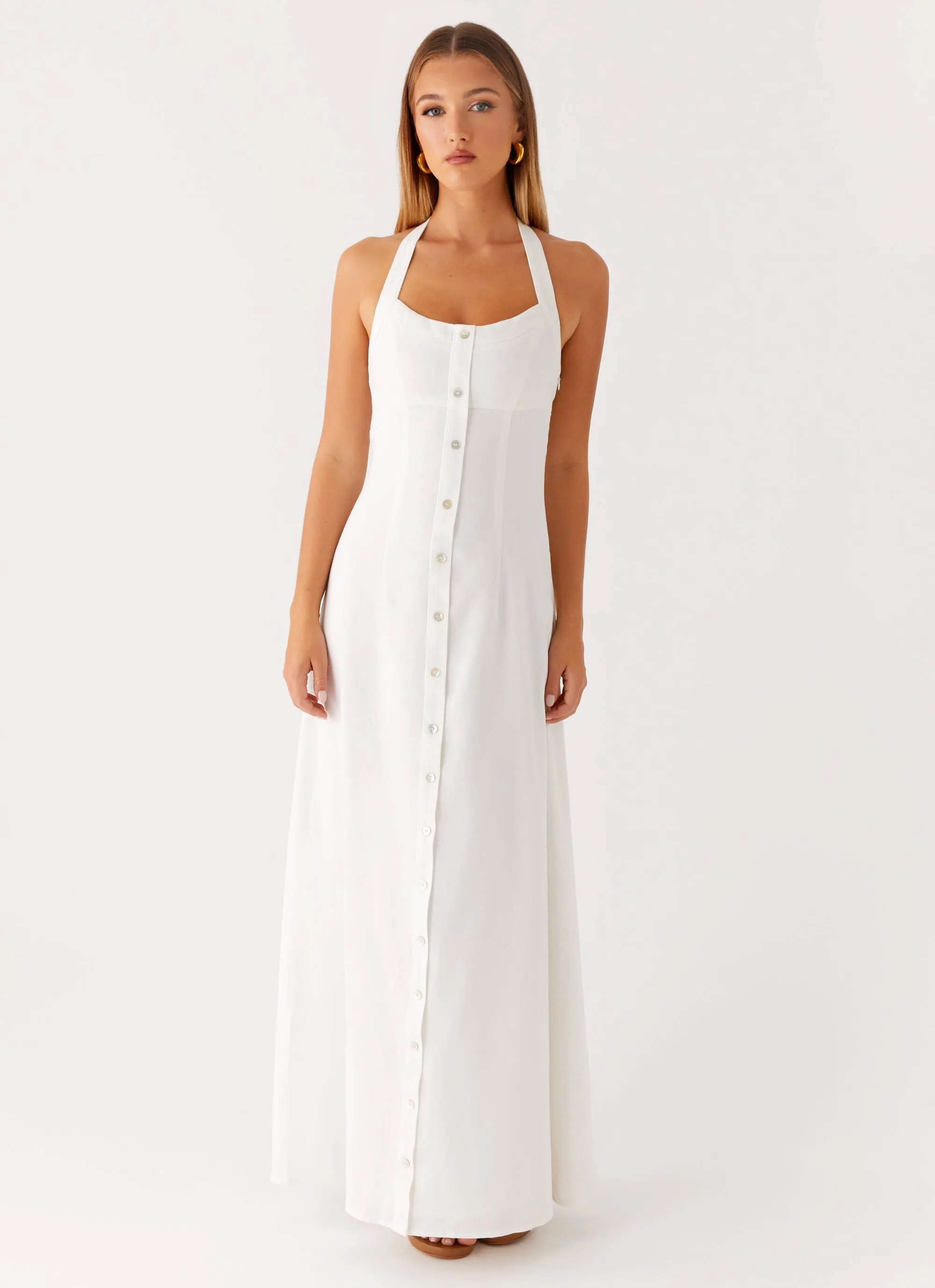 Jovanni Maxi Dress - White Flattering Silhouette Wear