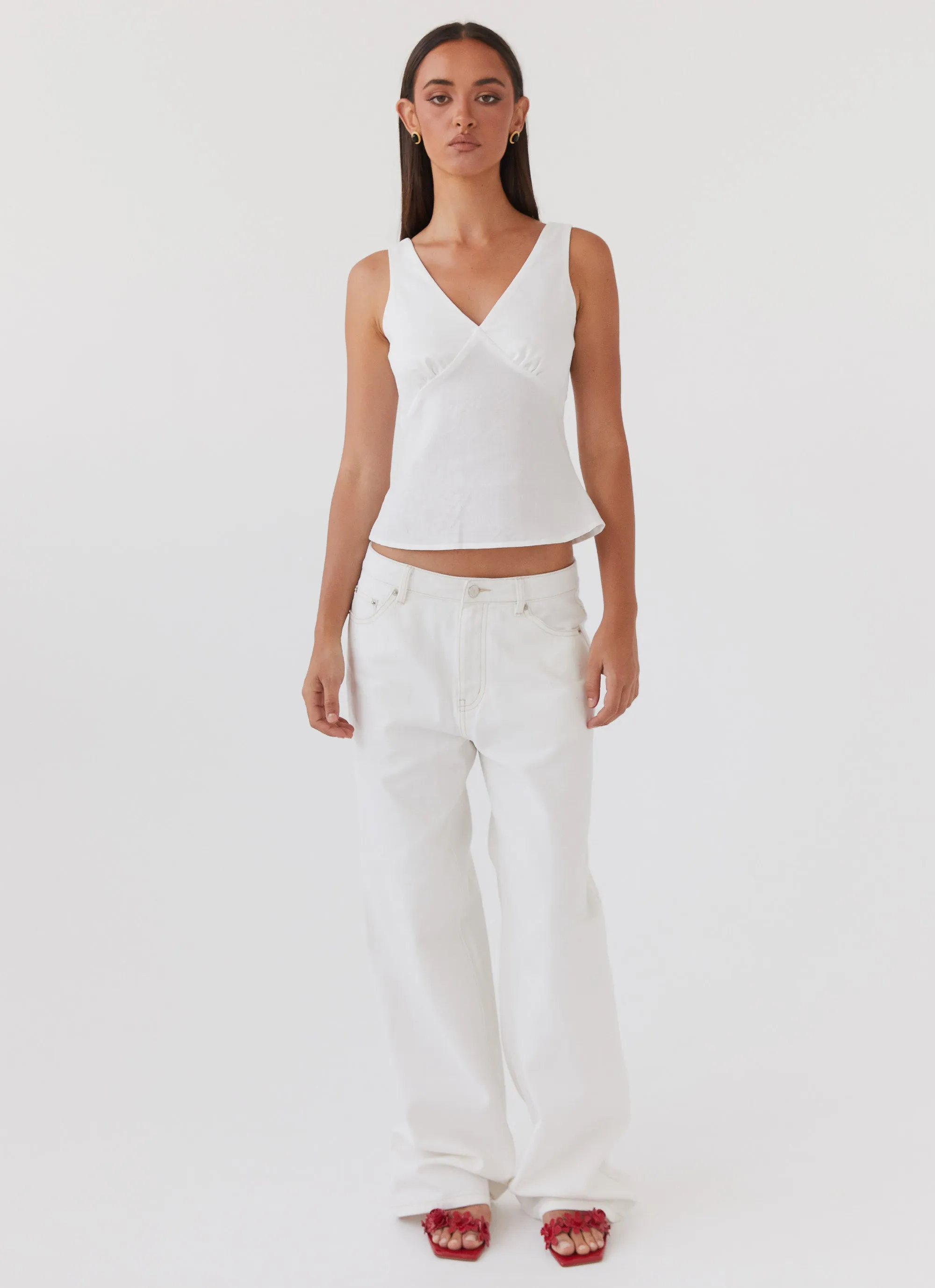 Keanna Low Rise Denim Jeans - Ivory Office Wear Trendy Home Comfort Must Have Wear