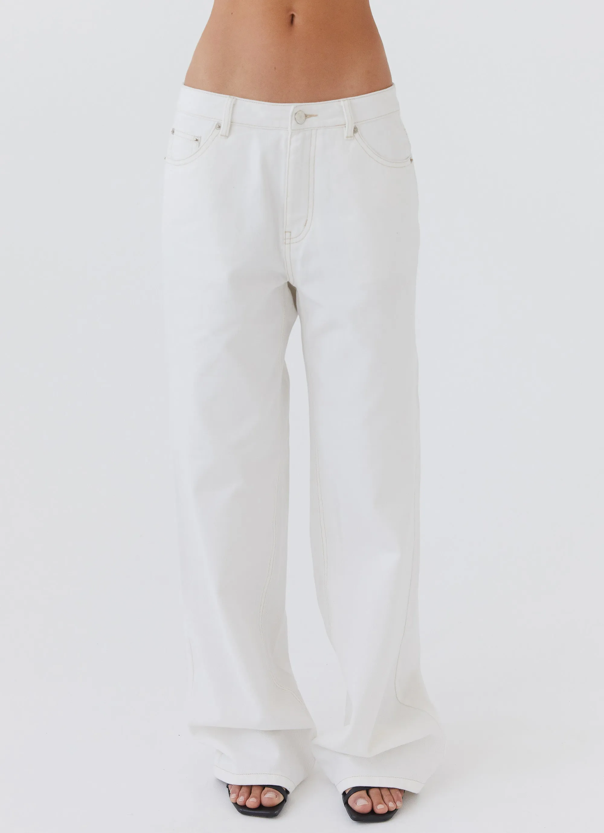 Keanna Low Rise Denim Jeans - Ivory Autumn Days Parent Style Bold All Season Fit