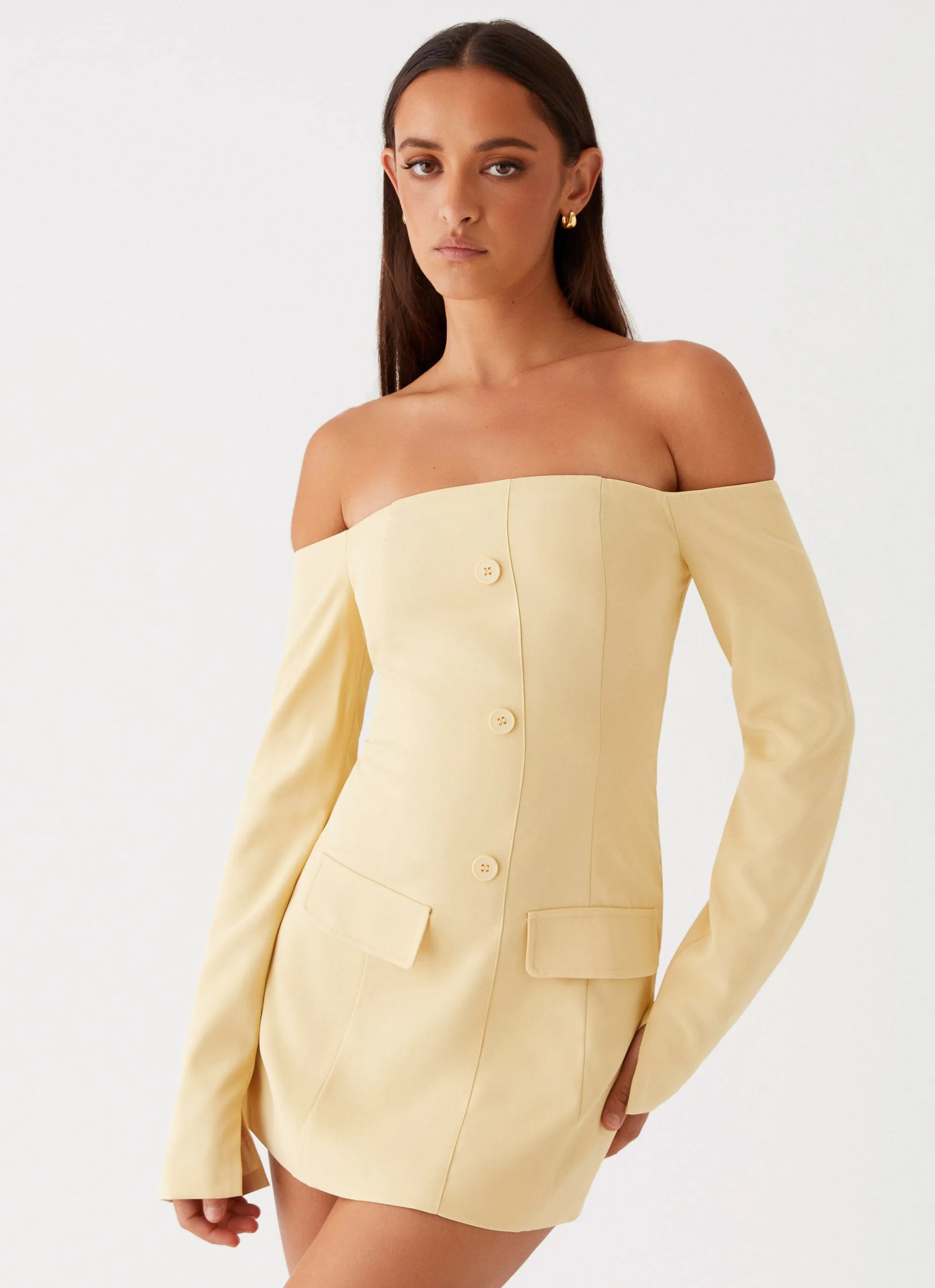 Dominique Blazer Mini Dress - Yellow Daily Style Chic Attire