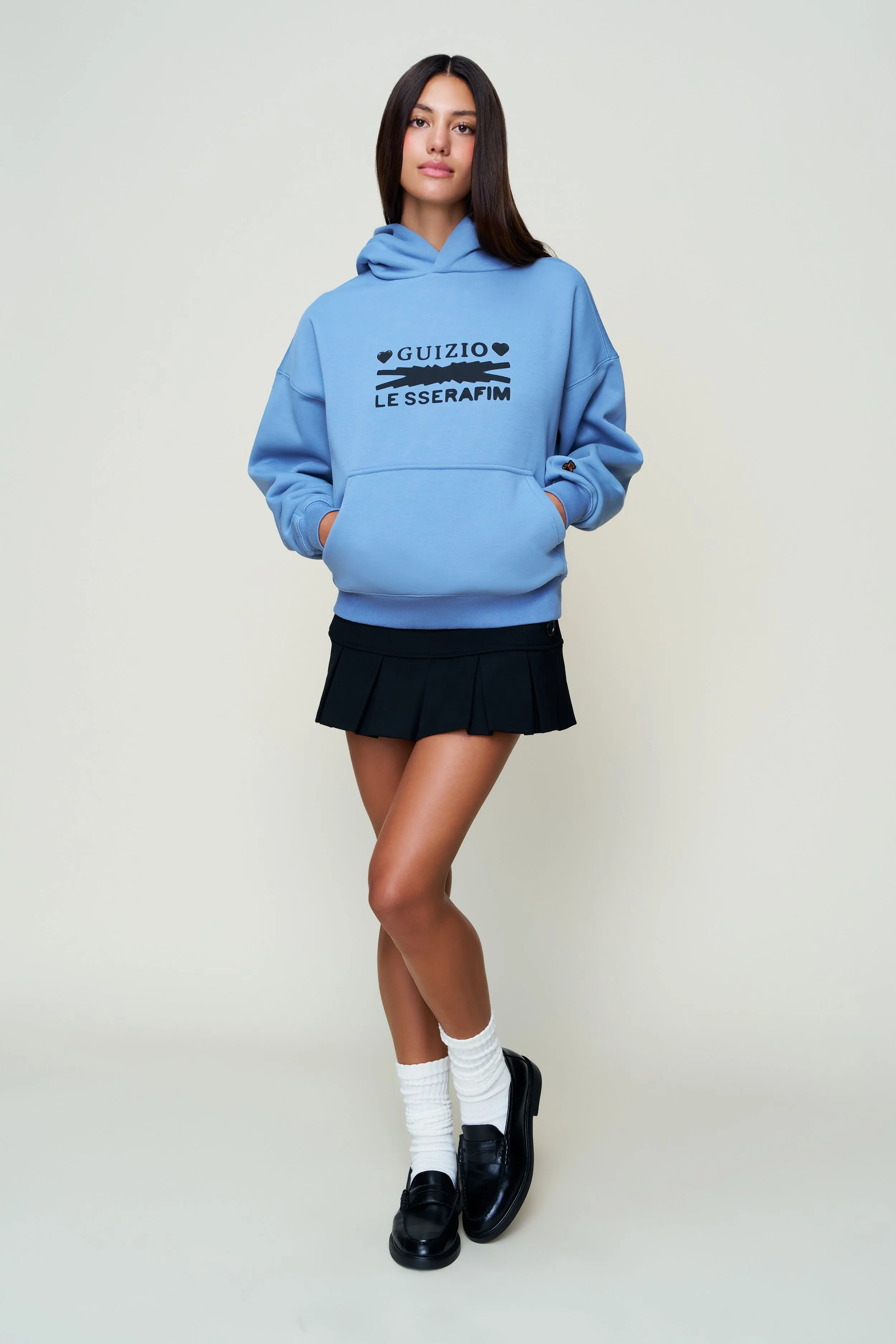 Hearts Pull Over Hoodie NonRestrictive Cuff Design UVProtective Knit Density