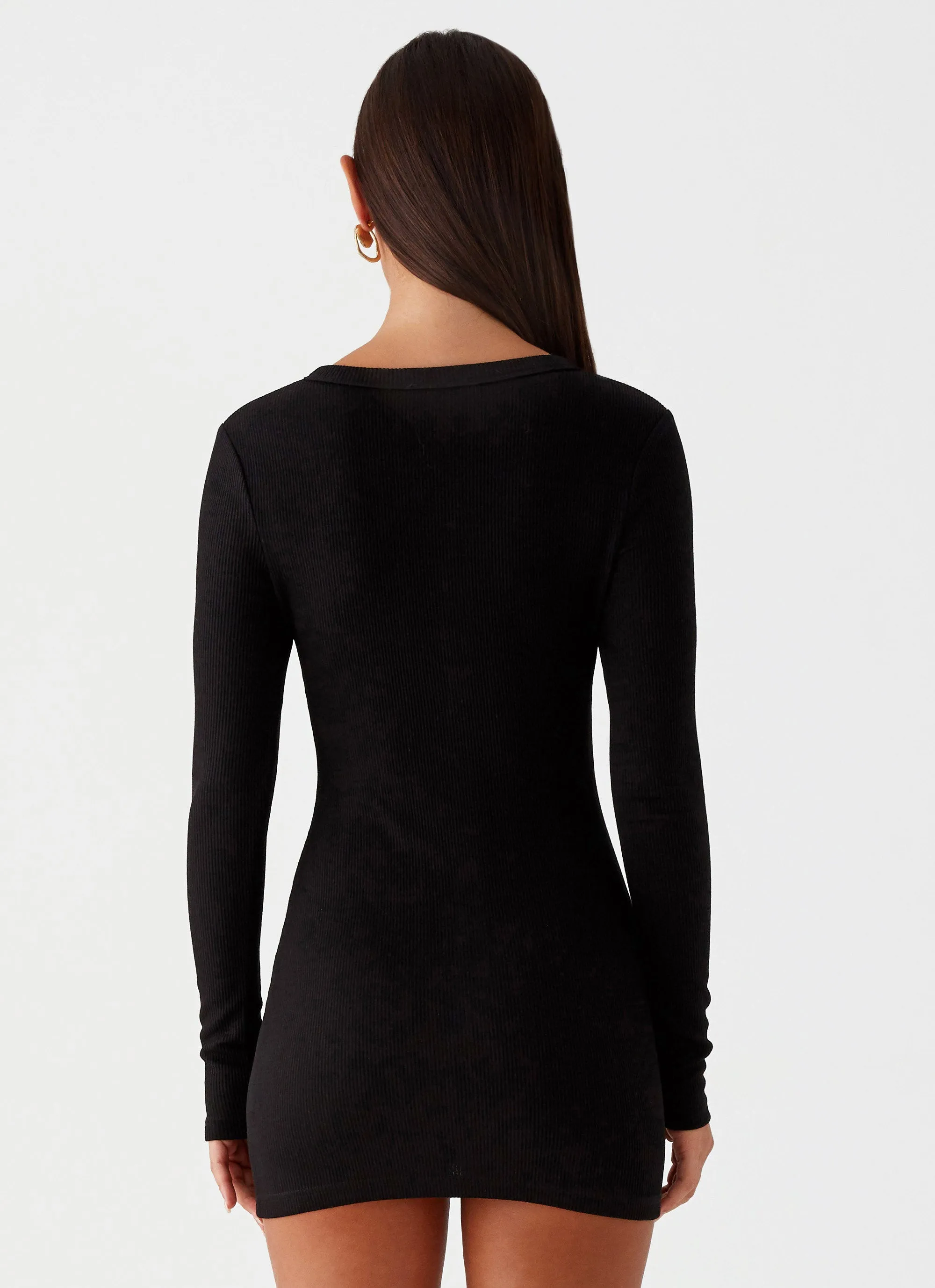 Ailee Long Sleeve Mini Dress - Black Breathable