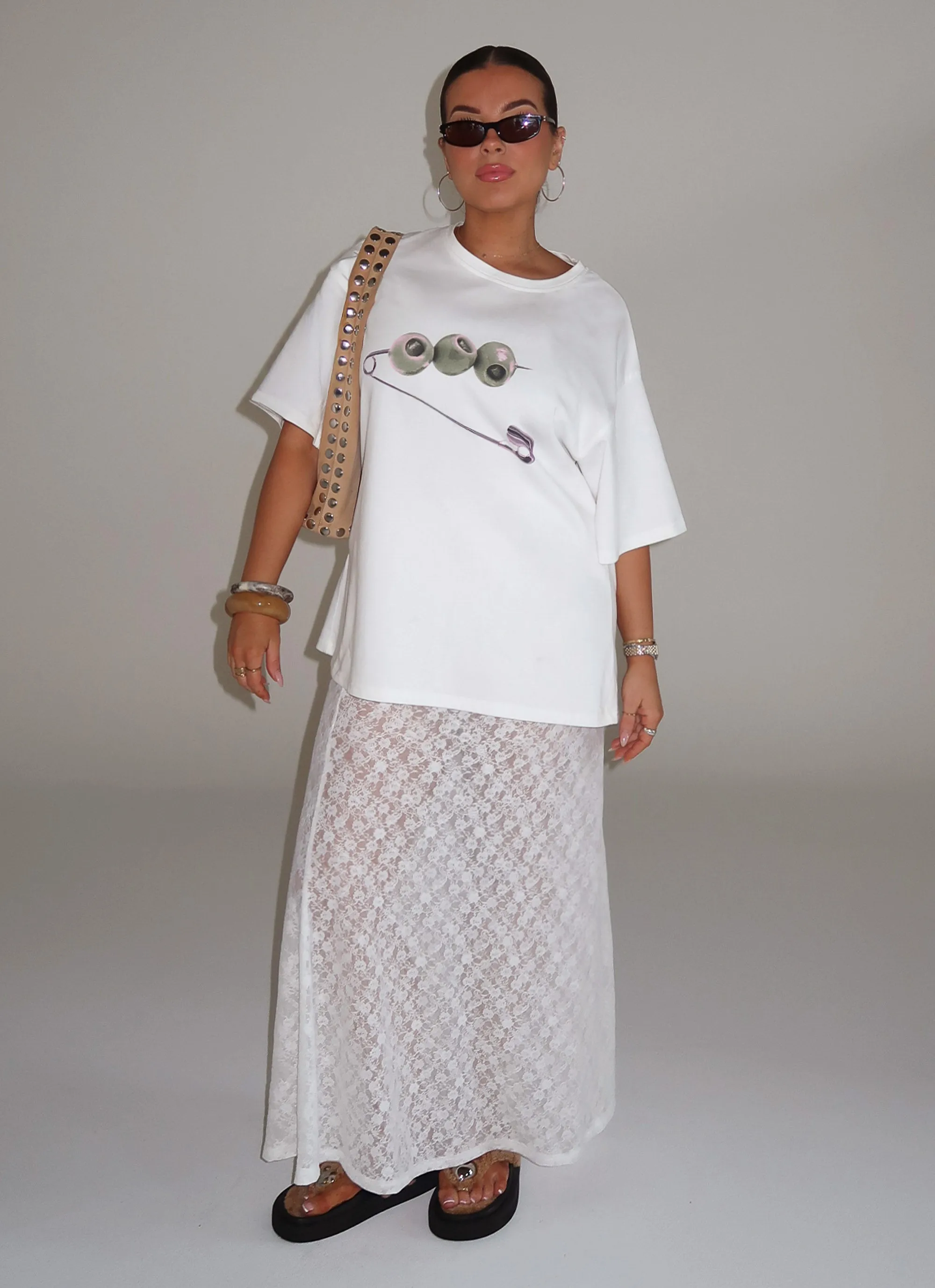 Airy Look Jaz Lace Maxi Skirt - White