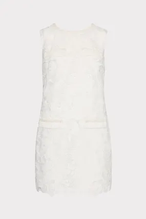 Tailored-fit Neutral palette 3D Garden Lace Sleeveless Mini Dress