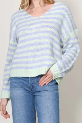 LowMaintenanceMaterial Stripe Loose V Neck Sweater