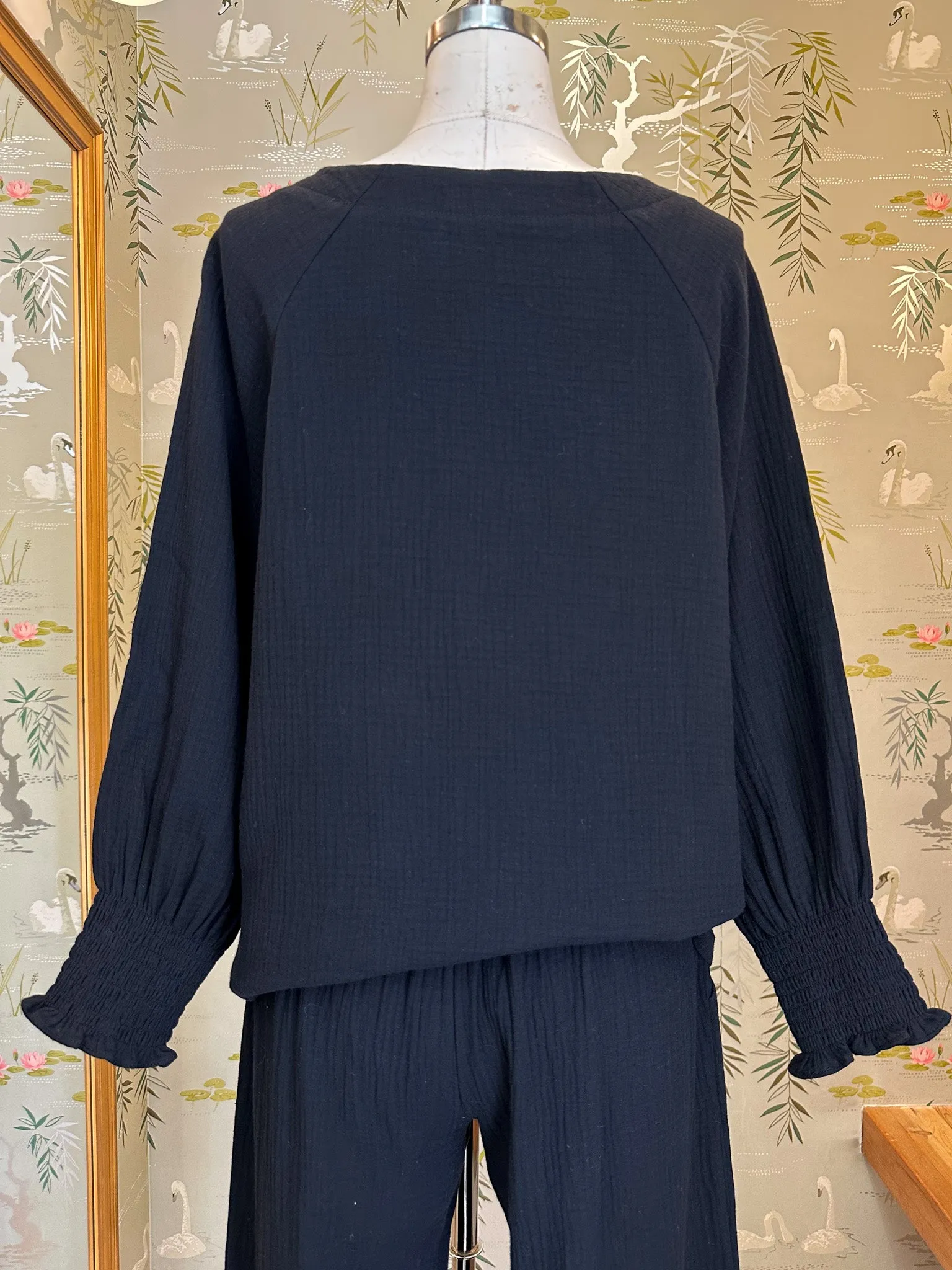 Zoe Peasant Blouse- Black Trendy Shirt