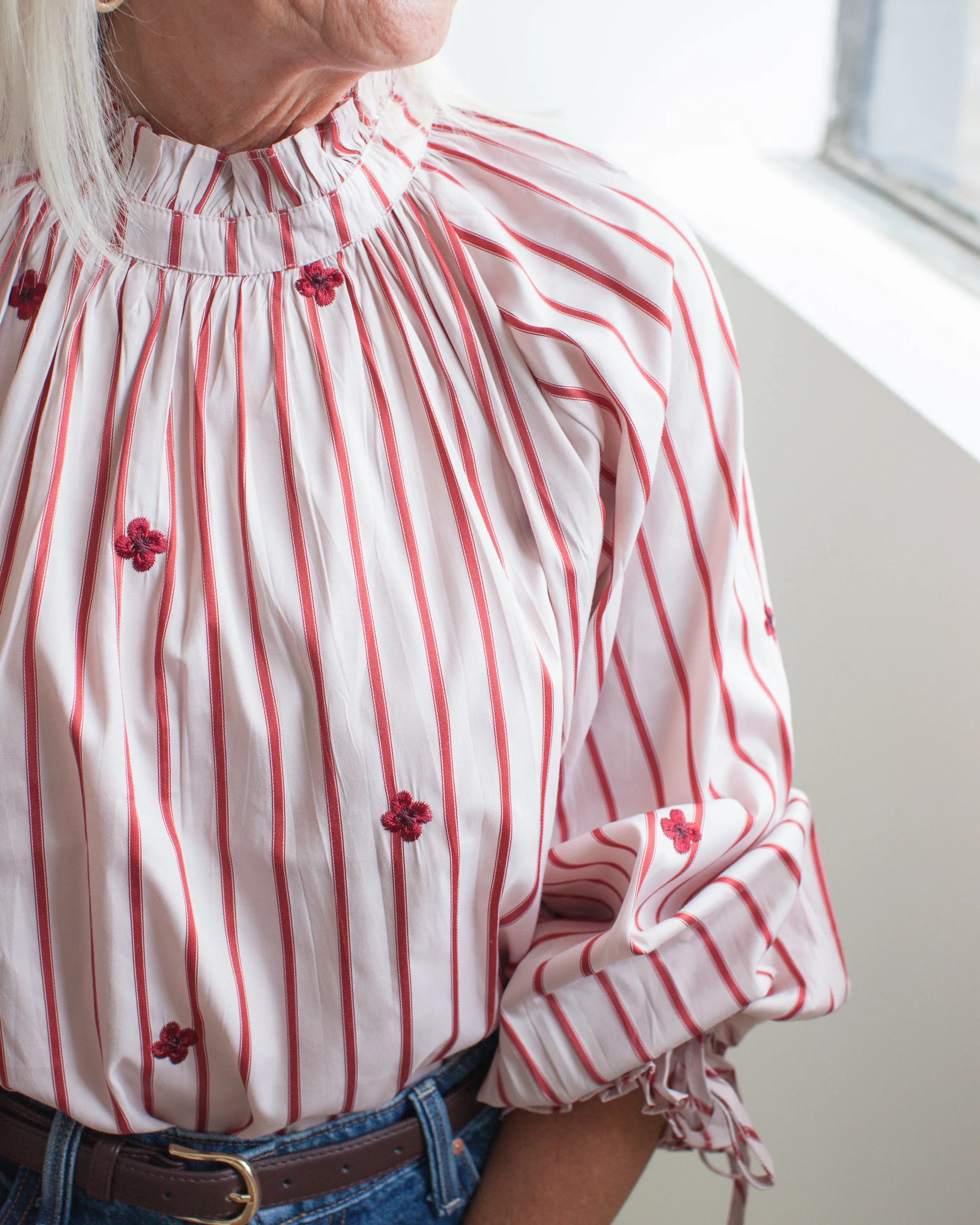 Sadie Stripe Blouse - Pink Everyday Comfort Temperature Control Fabric