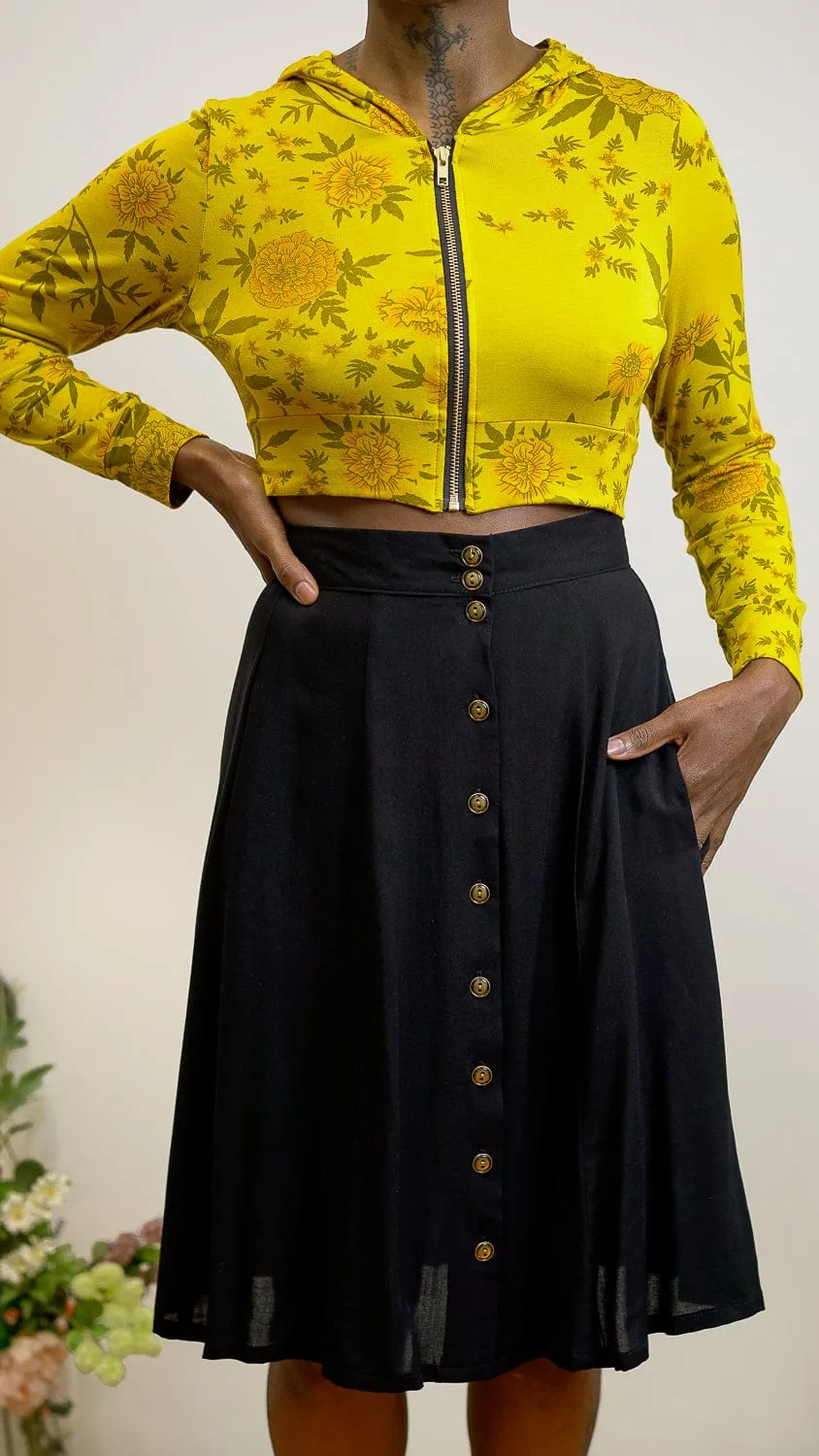 Core Essential Compact Packability Bae Skirt in Black Challis