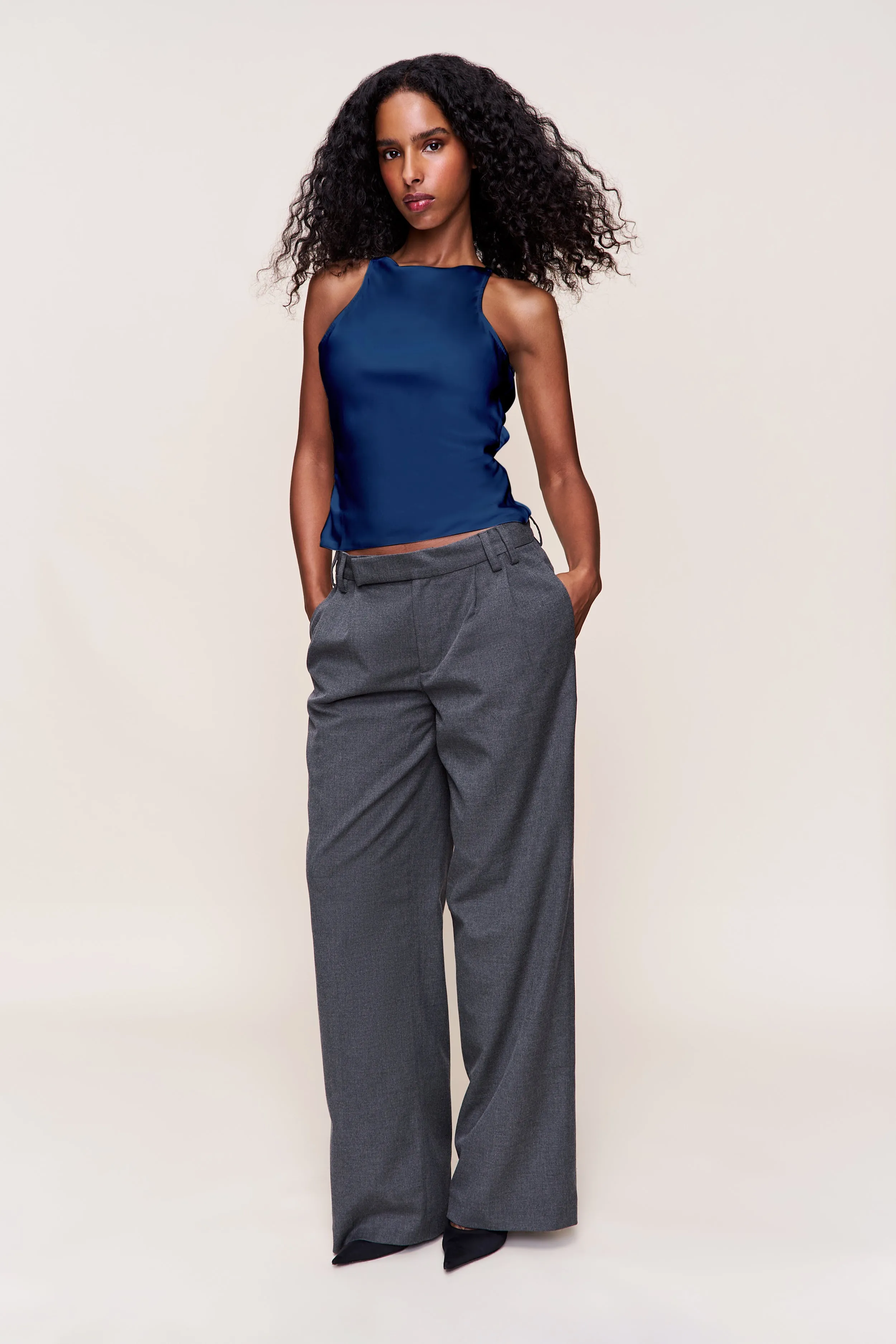 WrinkleResistantFinish Placket Detailing Regine Cowl Neck Top