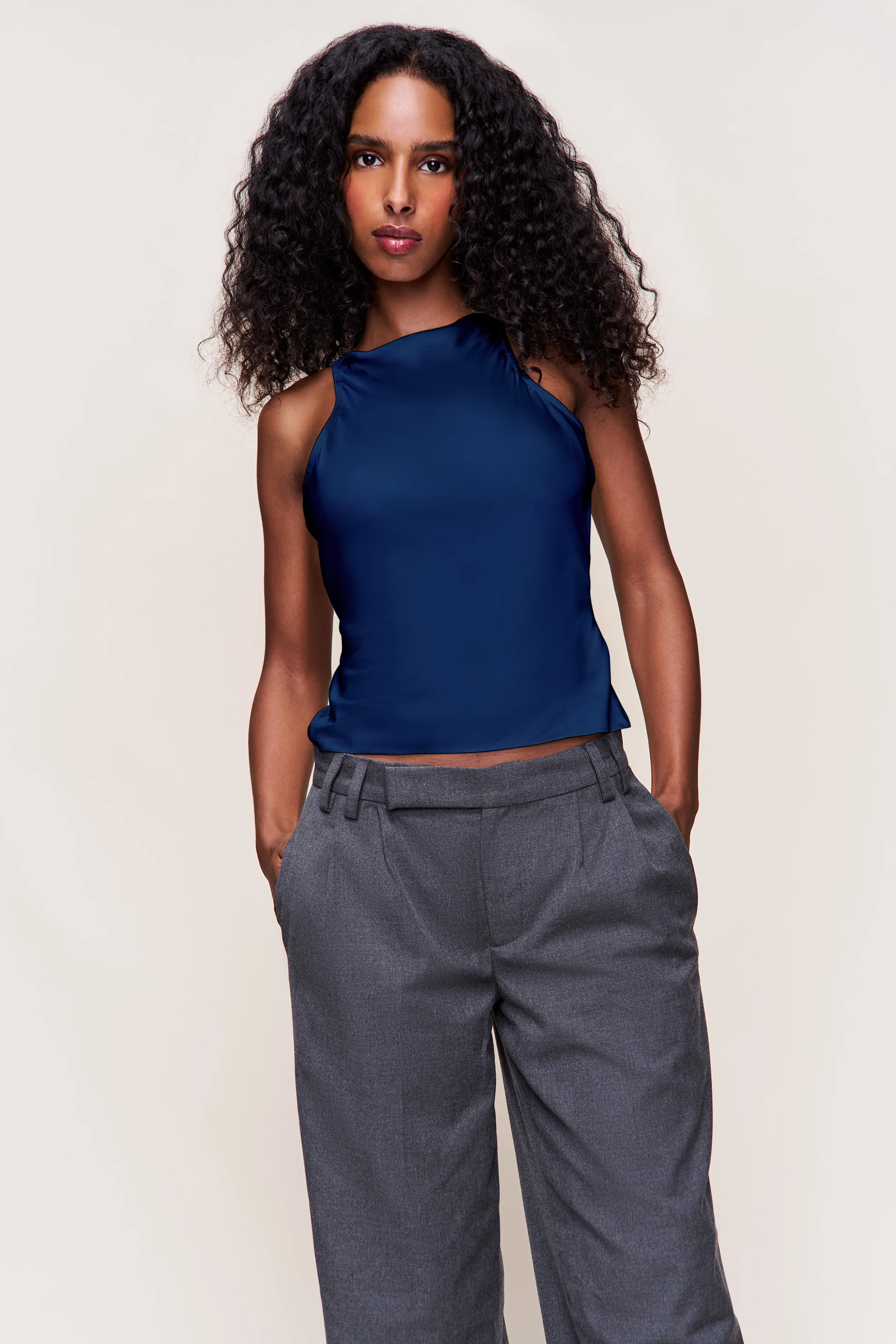 Regine Cowl Neck Top Relaxed Tank Wool Sweater