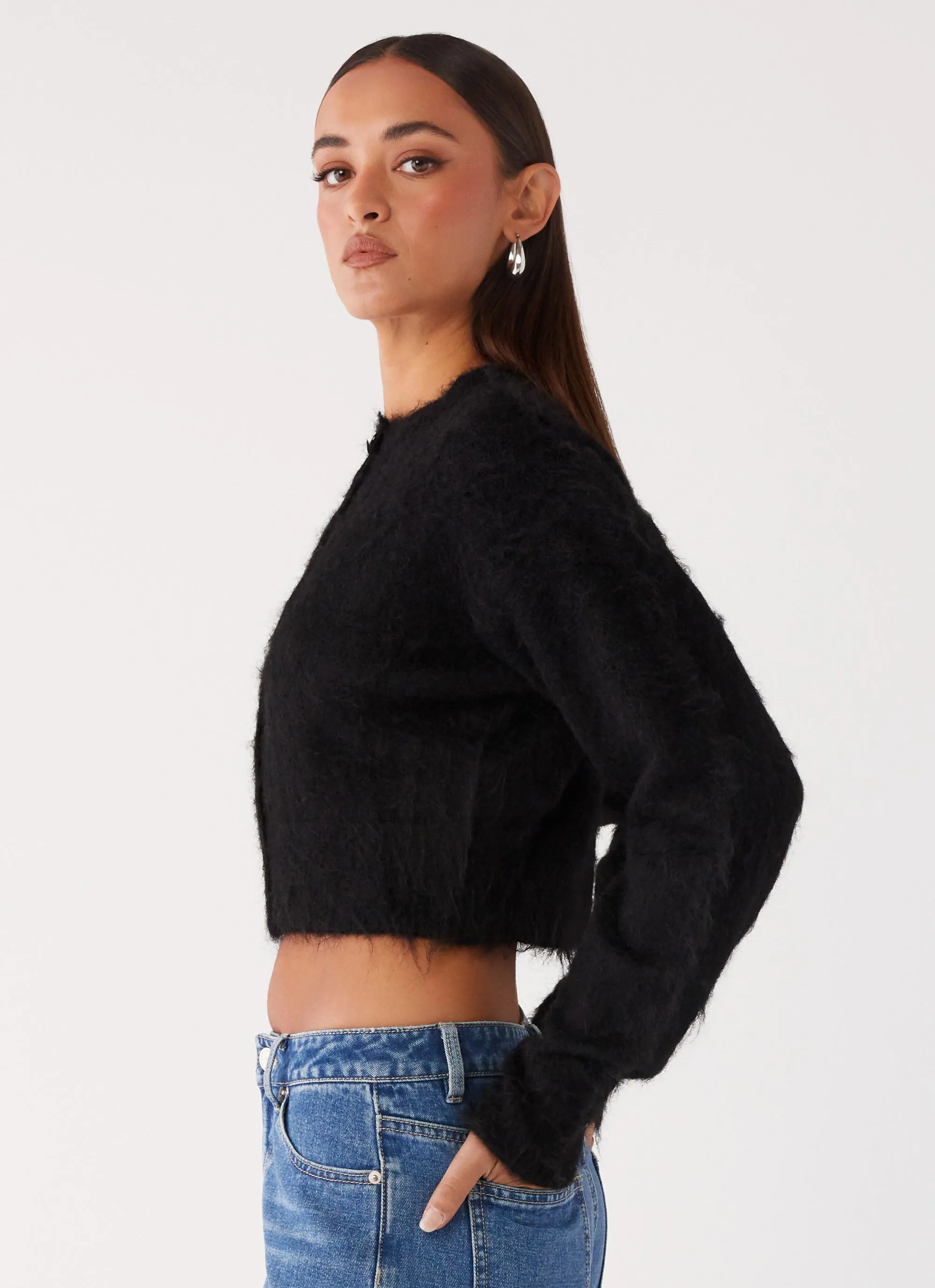 Reign Fitted Cardigan - Black Flexible Armholes Compression Storage