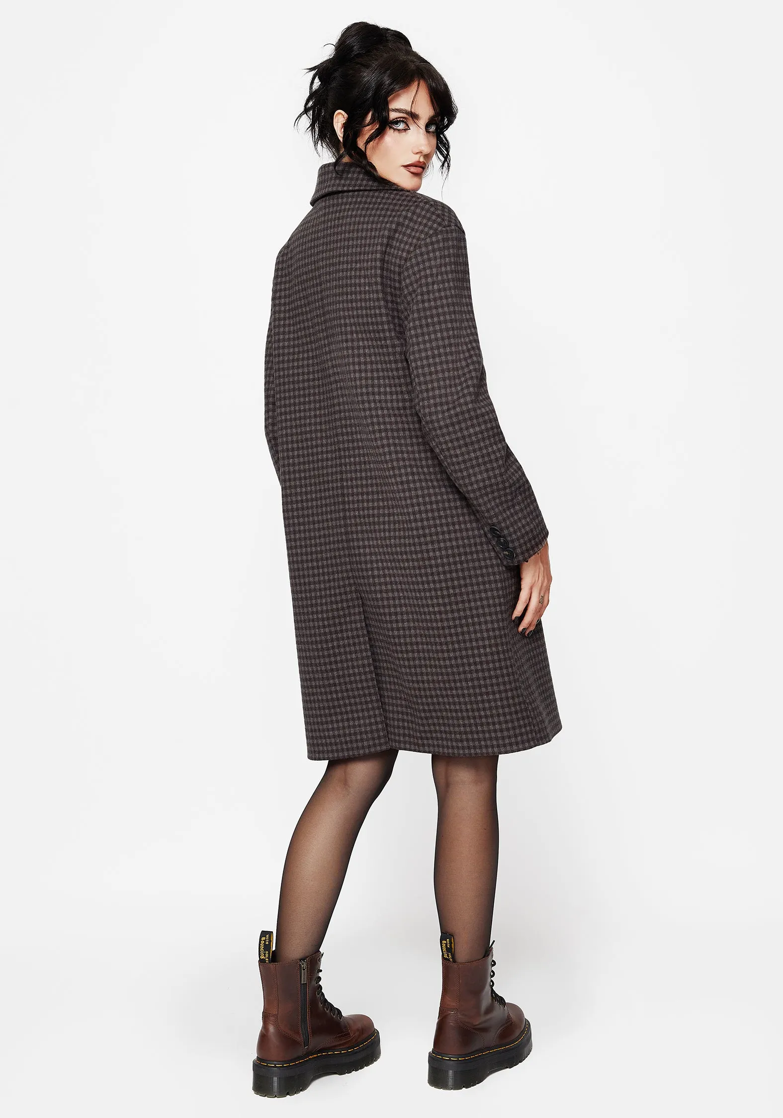 High Visibility Trims Hypoallergenic Fabric Blend Pilgrim Gingham Coat With Dragonfly Brooch