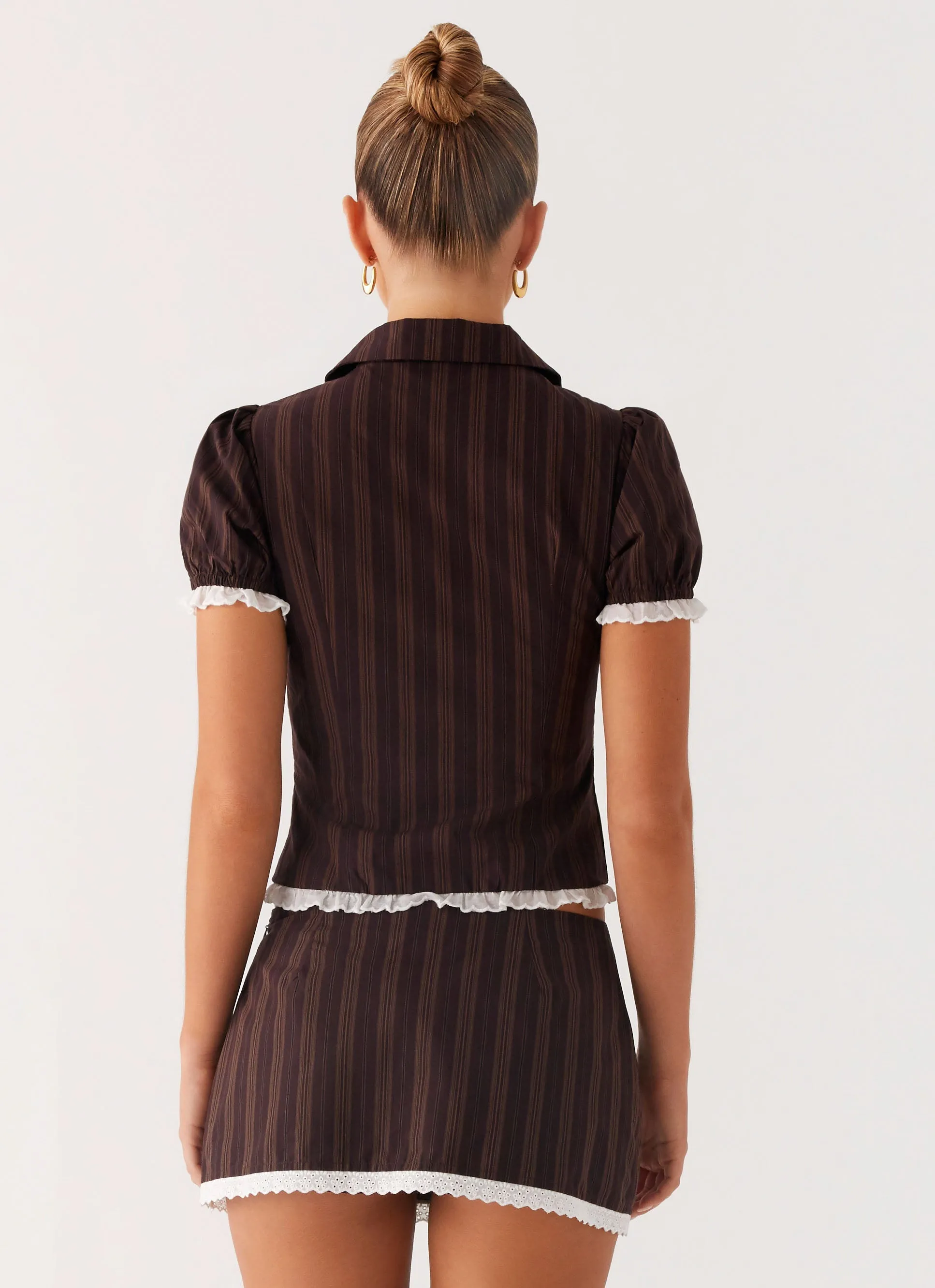 Janette Low Rise Micro Mini Skort - Toffee Stripe Core Basic