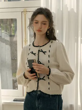 ??Final Sale??Miranda Round Neck Contrast Bow cardigan Summer Dress