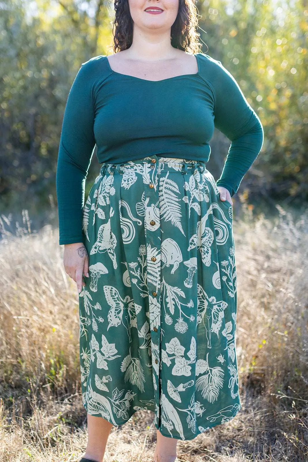Trices Skirt in Emerald Woodland Wonder Relaxed Comfort Look Classic Fit