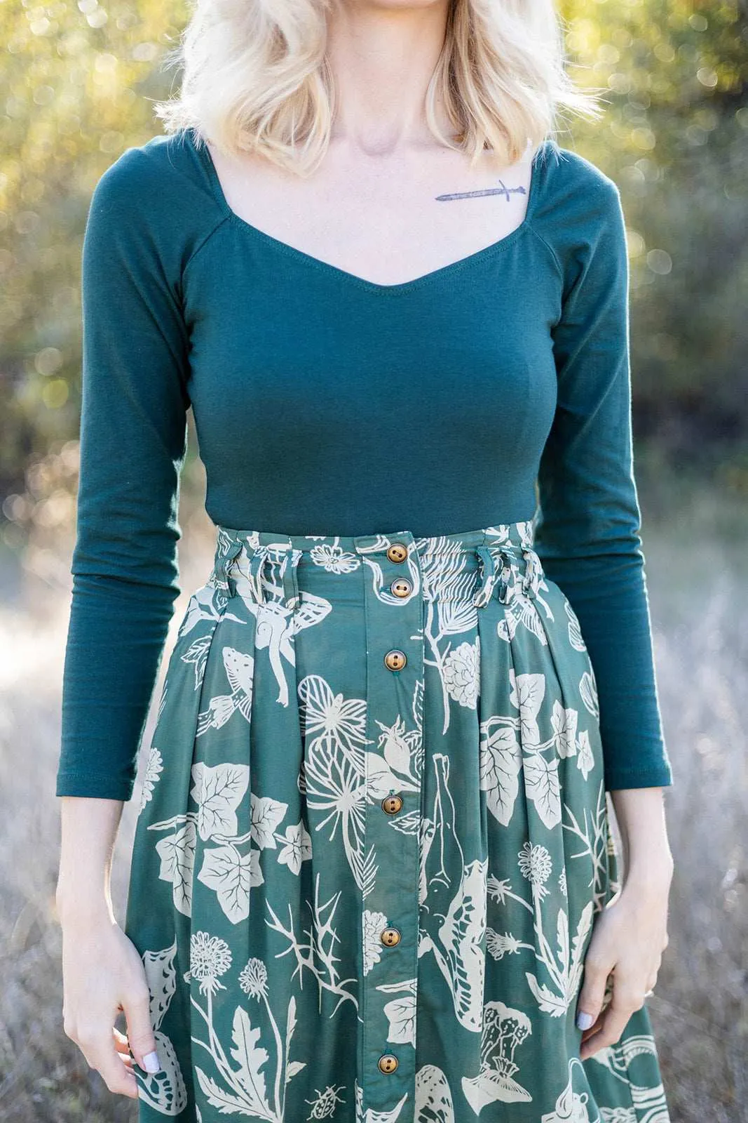 Trices Skirt in Emerald Woodland Wonder Trendy Layering