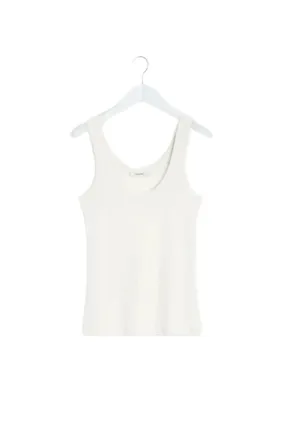 Rib Tank Top in Light Cream GarmentWashed Texture