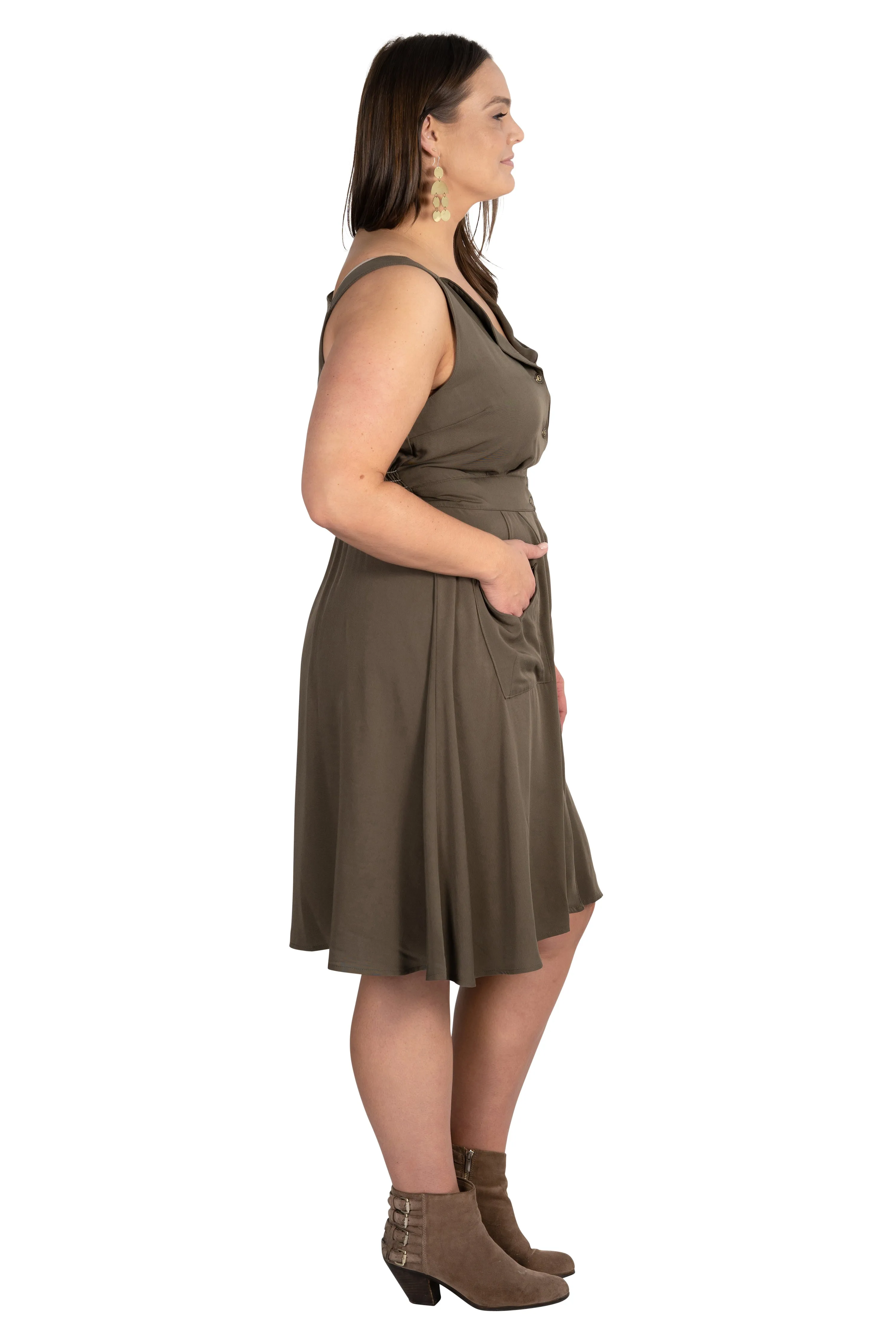 Lace Ease Sheet Dress in Olive Green