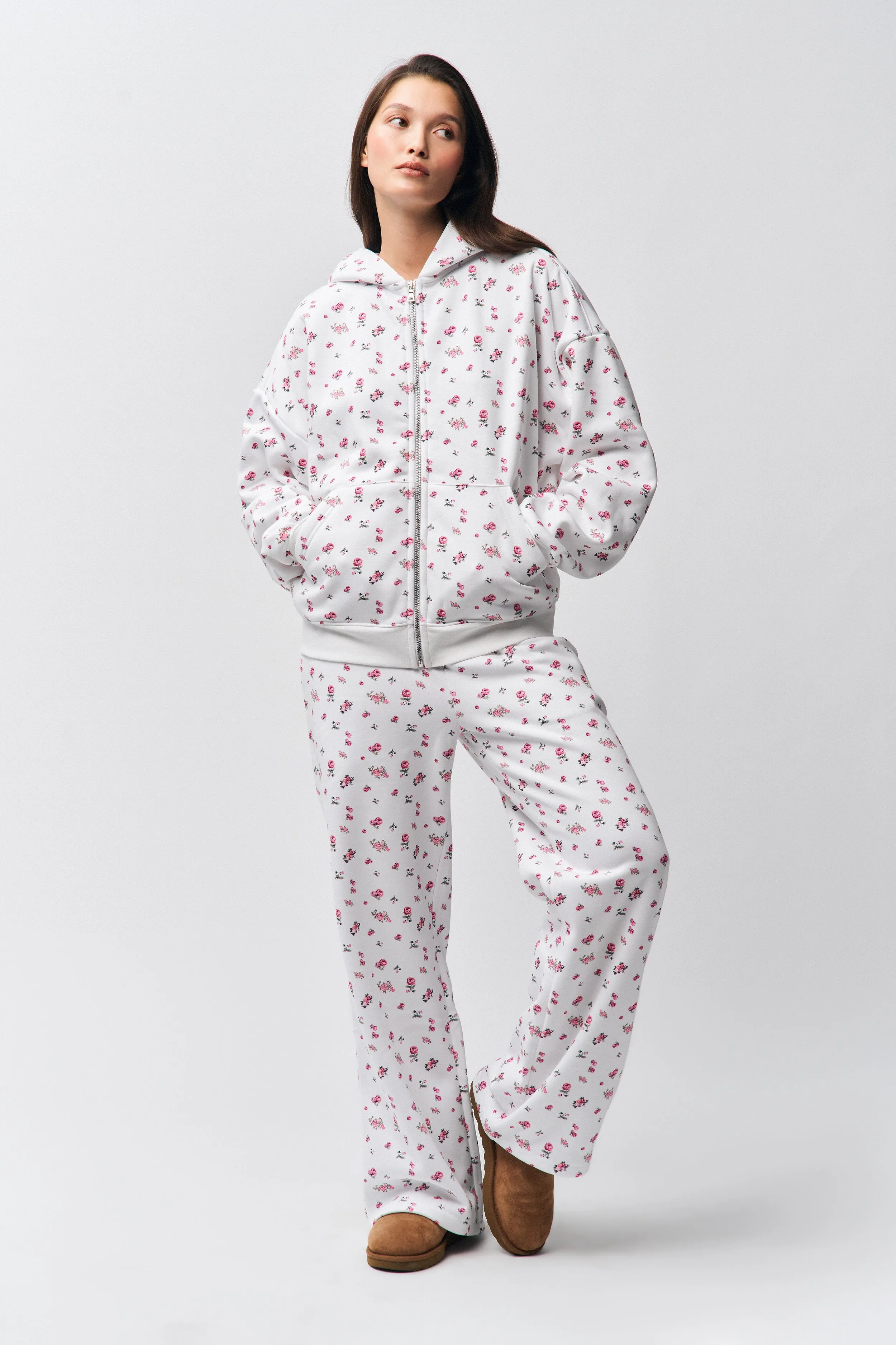 Recycled Polyester Blend Side slits Relaxed Drawstring Sweatpant