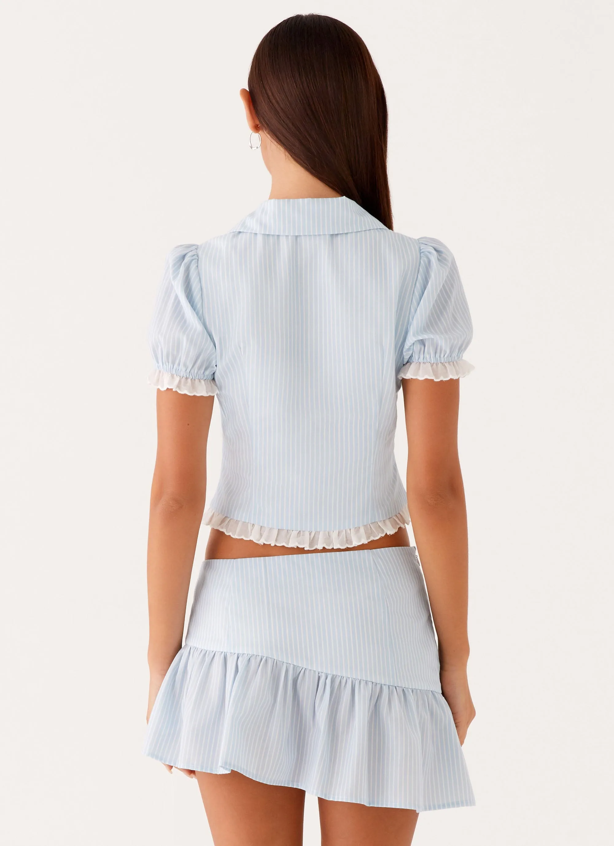 Luxury Finish Bennett Mini Skirt - Blue White Stripe