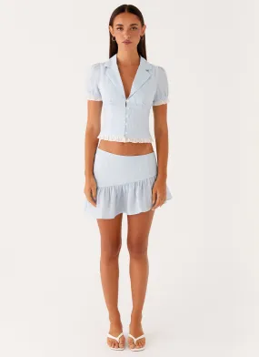 Bennett Mini Skirt - Blue White Stripe Chic Fit