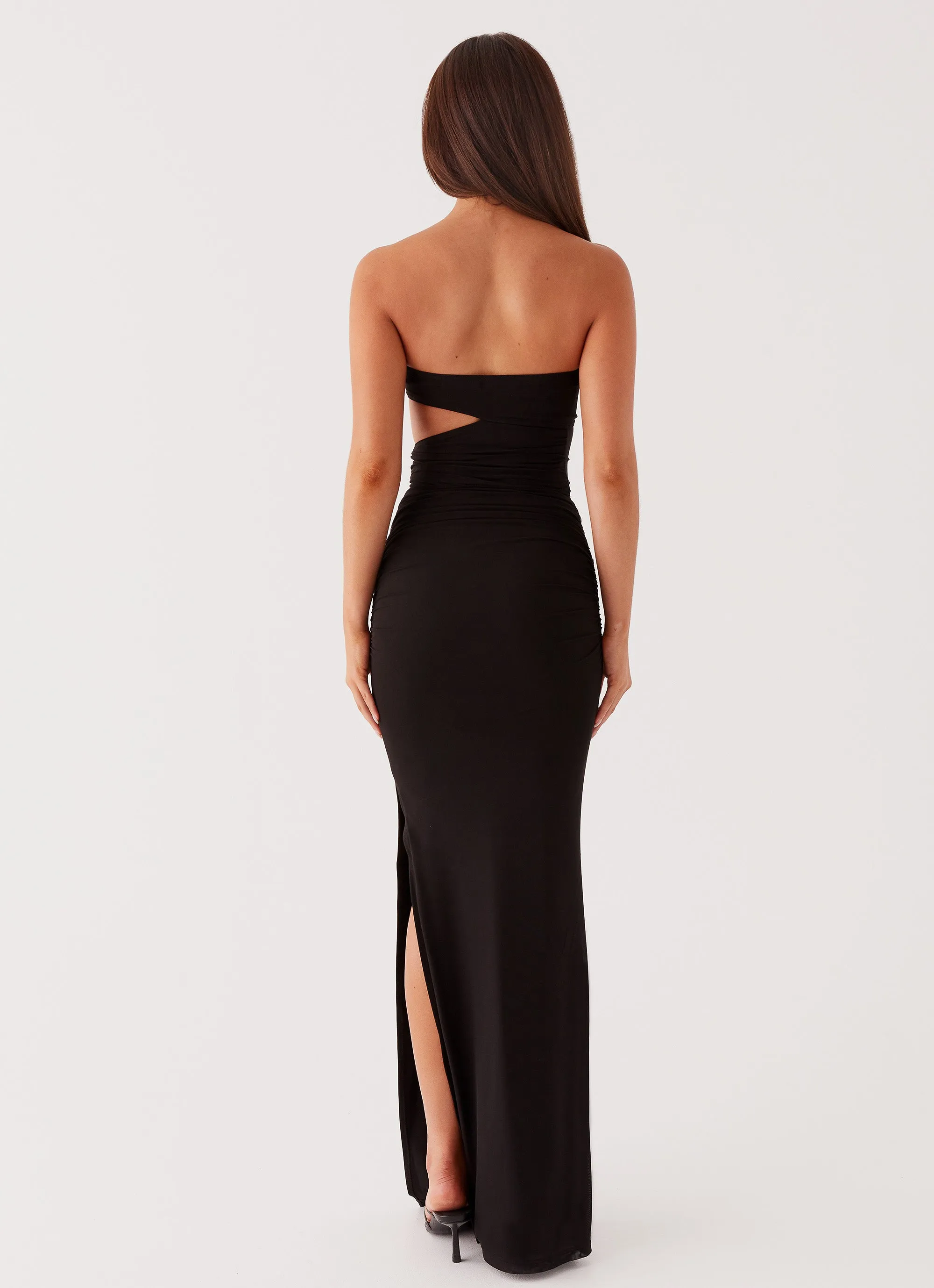 Raglan-Sleeve Into Pieces Mesh Maxi Dress - Black