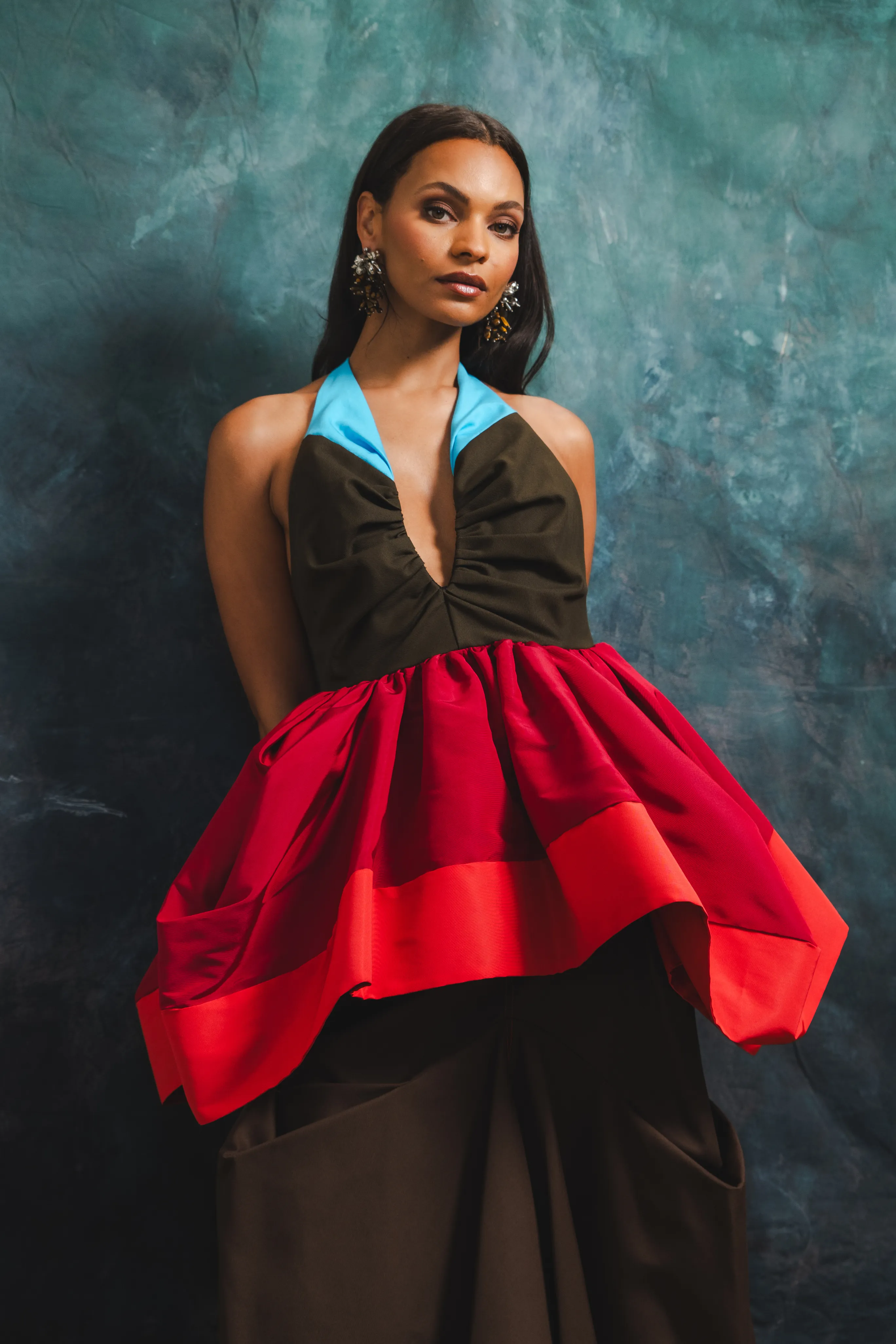 Tucked Trumpet Skirt with Belt raw hem City Look