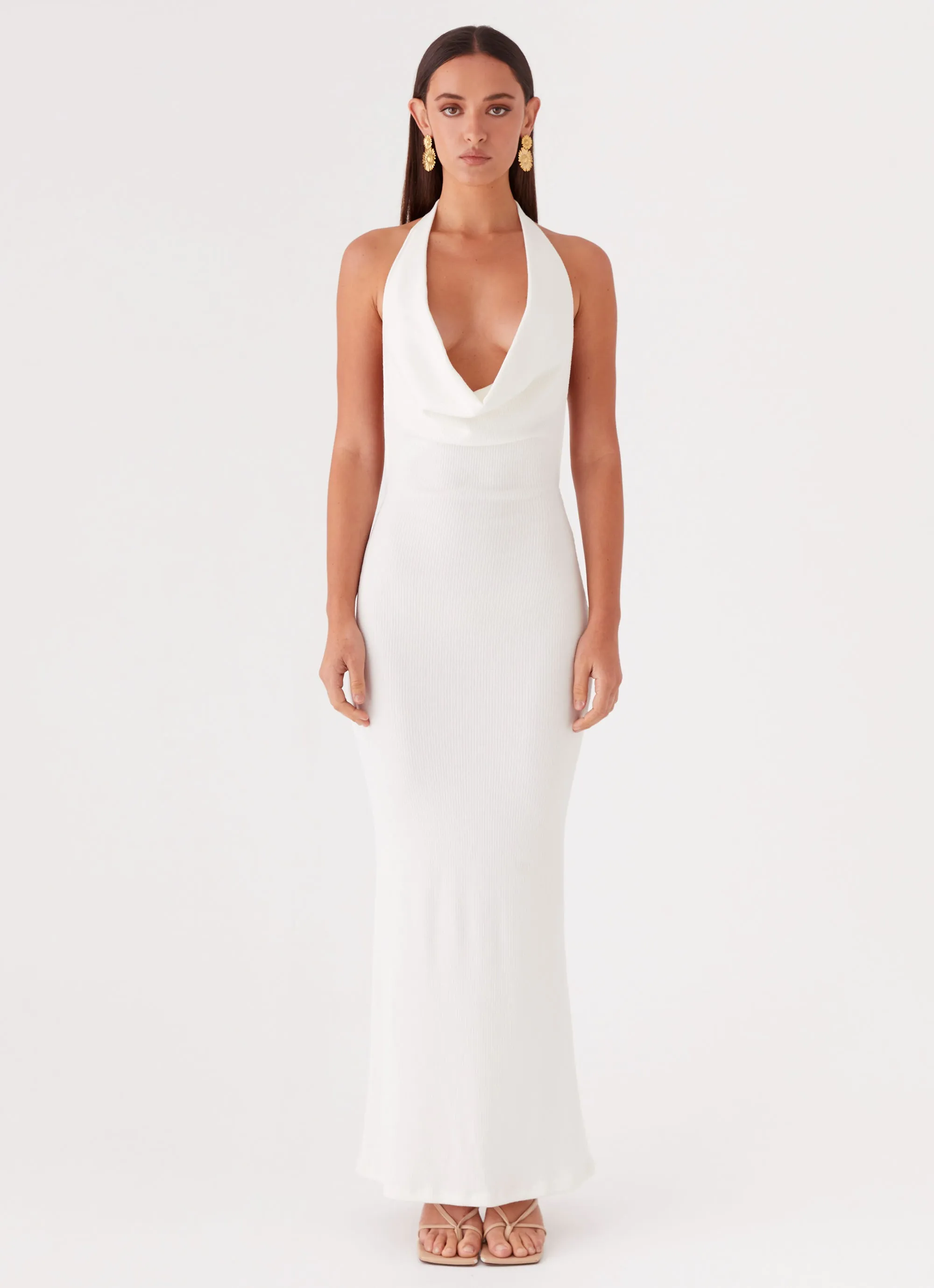 Mom Chic Fall Tone Anella Maxi Dress - White