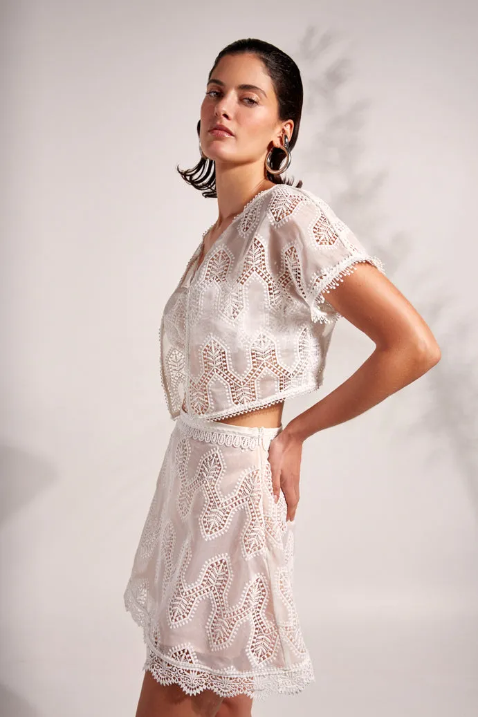 Wide-leg cut Anti Snag Threading RENATA SKIRT WHITE