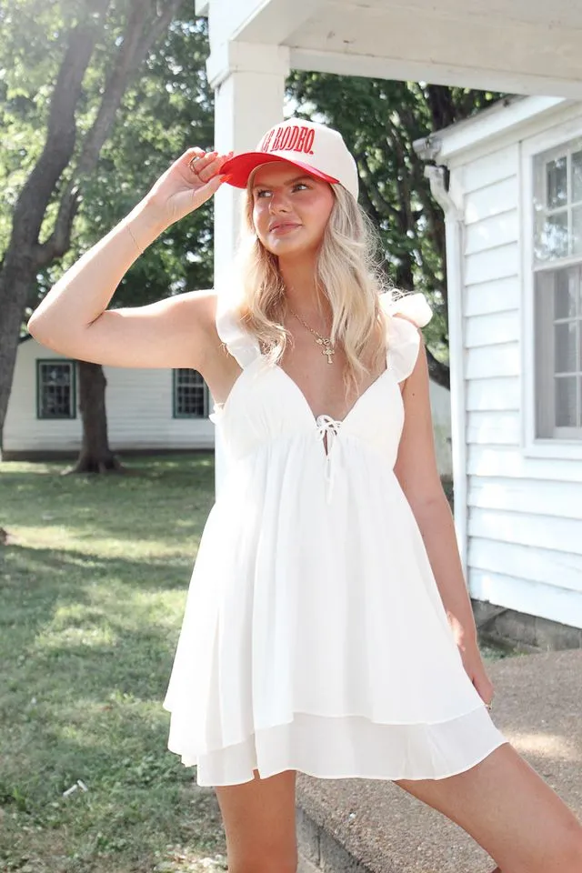 Rendezvous Ruffle Mini Dress - White Flattering and Chic Seasonal Comfort