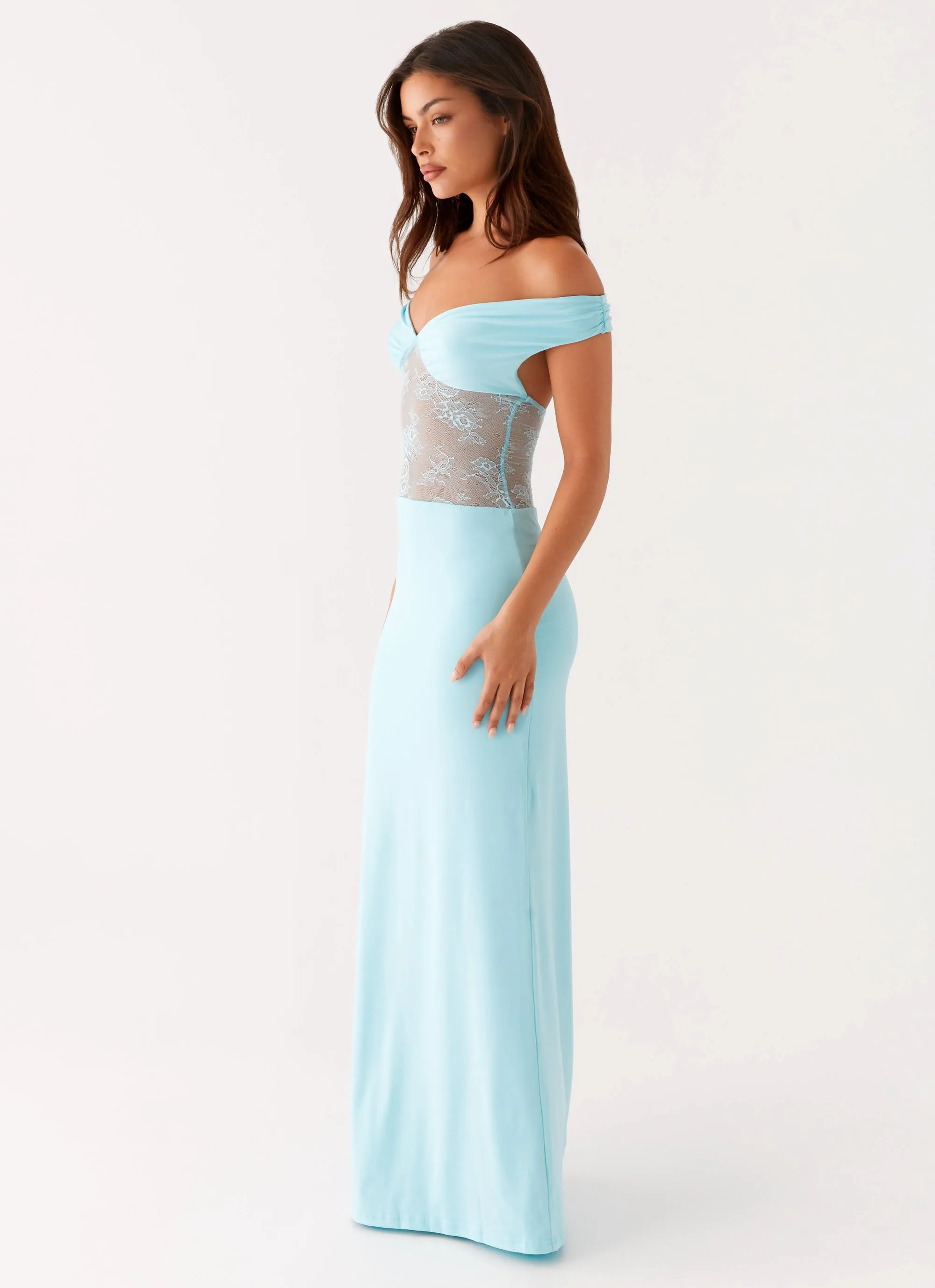 Infatuation Lace Maxi Dress - Turquoise Soft Curve Euro Ease