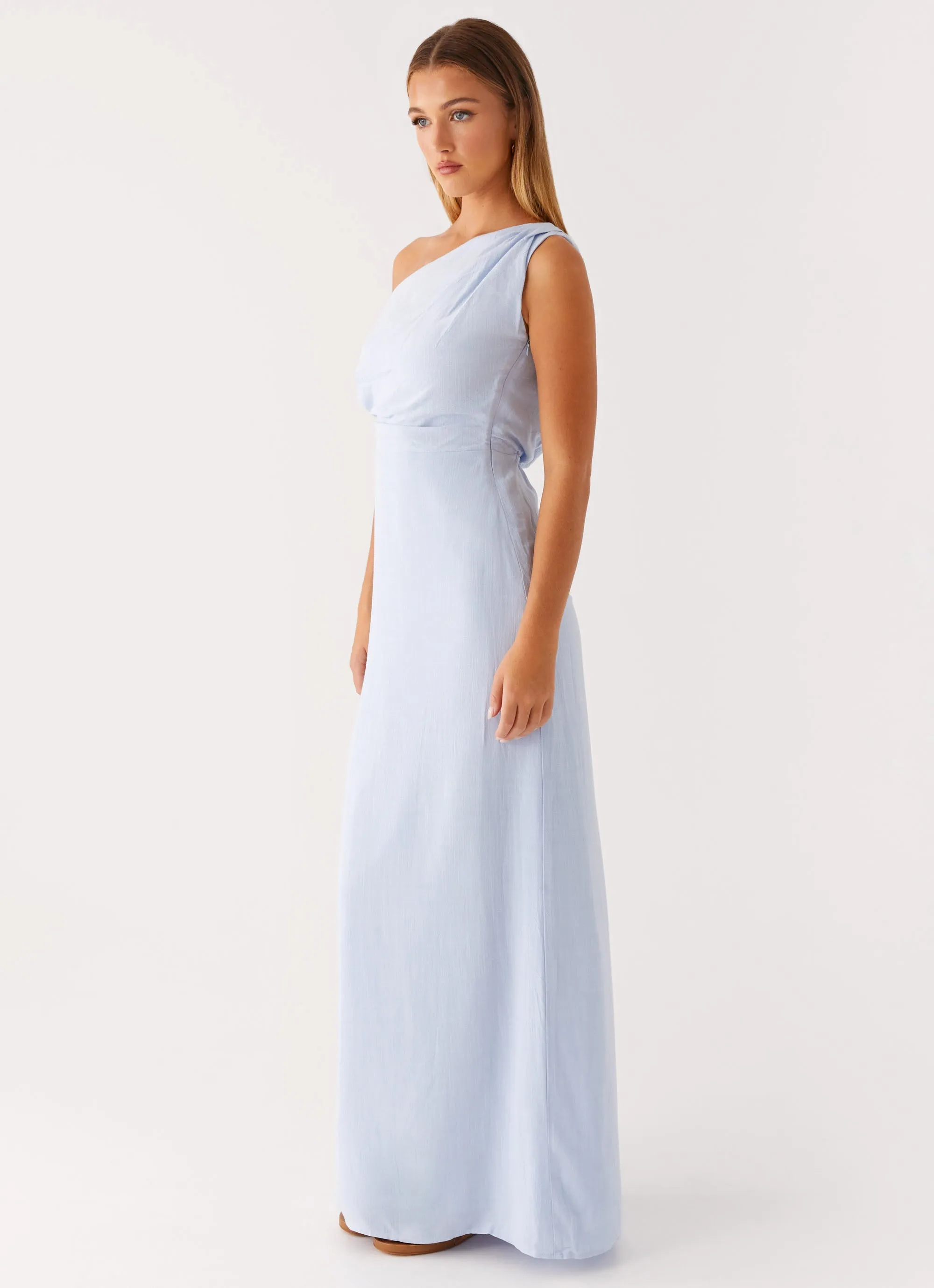 Lady Love Linen Maxi Dress - Blue Everyday Piece Built-In-Slip