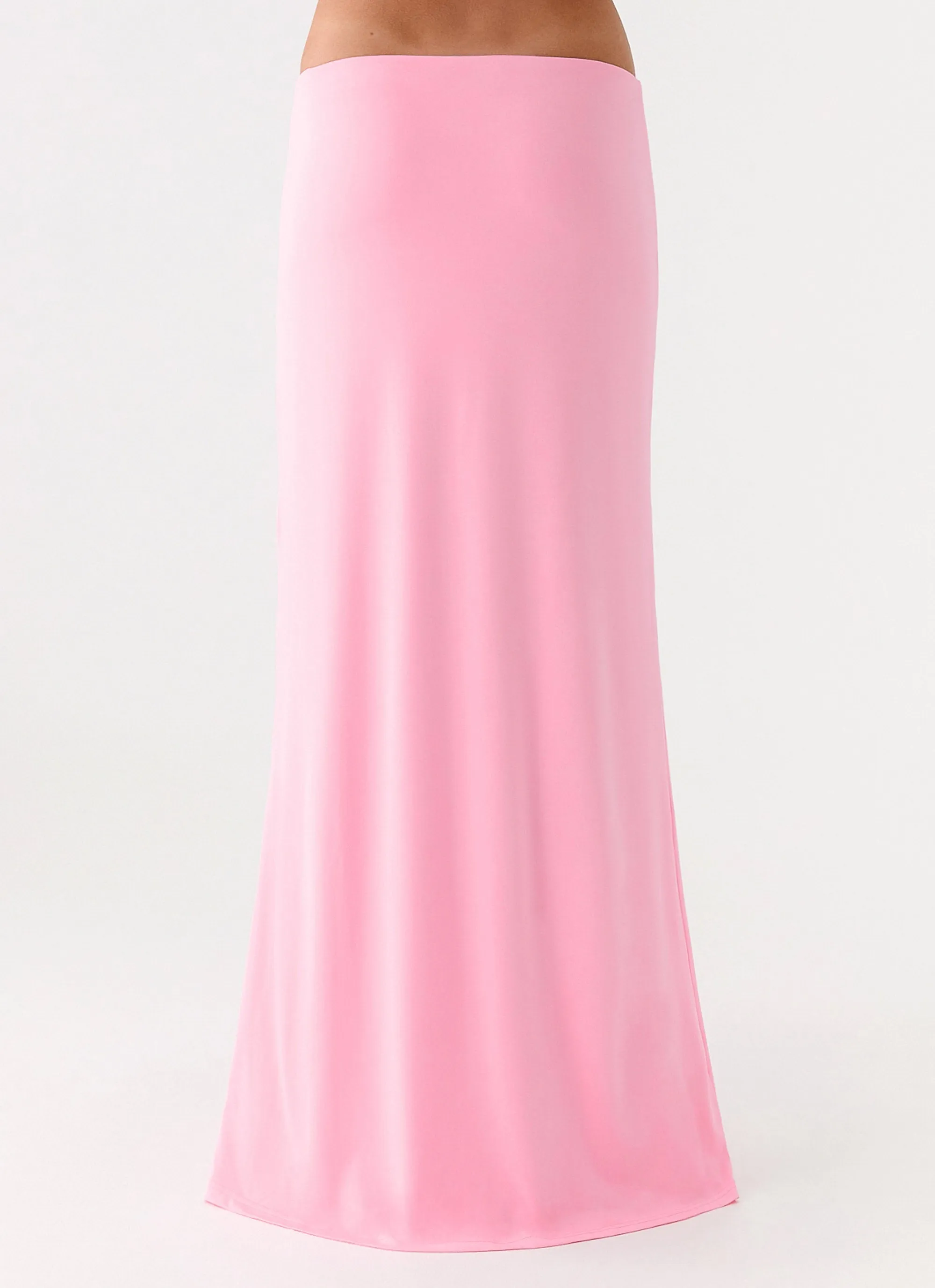 Ashi Maxi Skirt - Pink Gather Details Tapered Cut