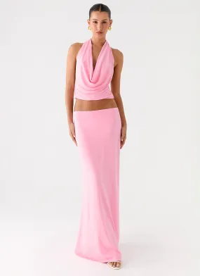 Ashi Maxi Skirt - Pink Geometric Print Timeless Touch