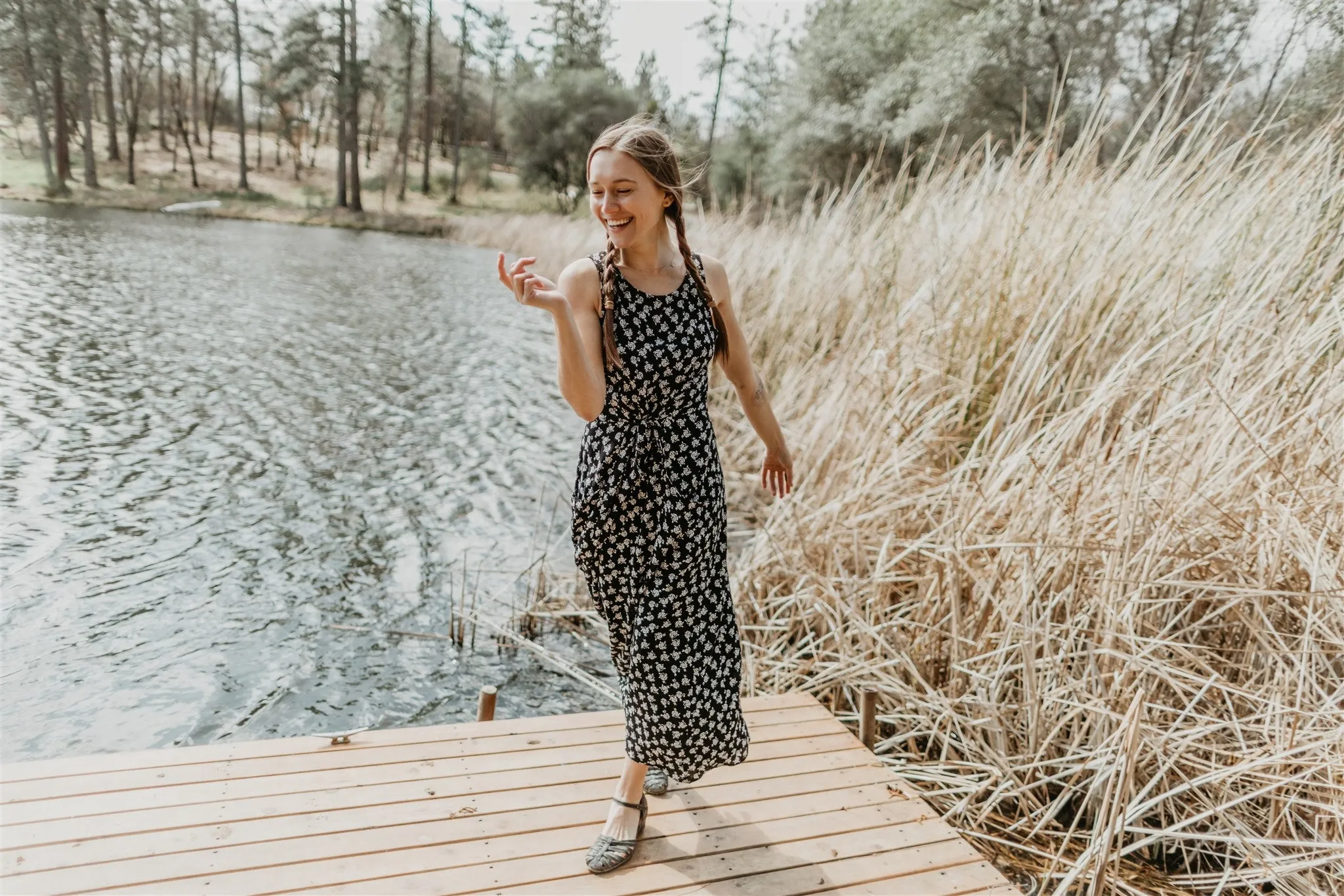 Urban Cool Korean Mood Rhiannon Dress in Black Rose Crepe