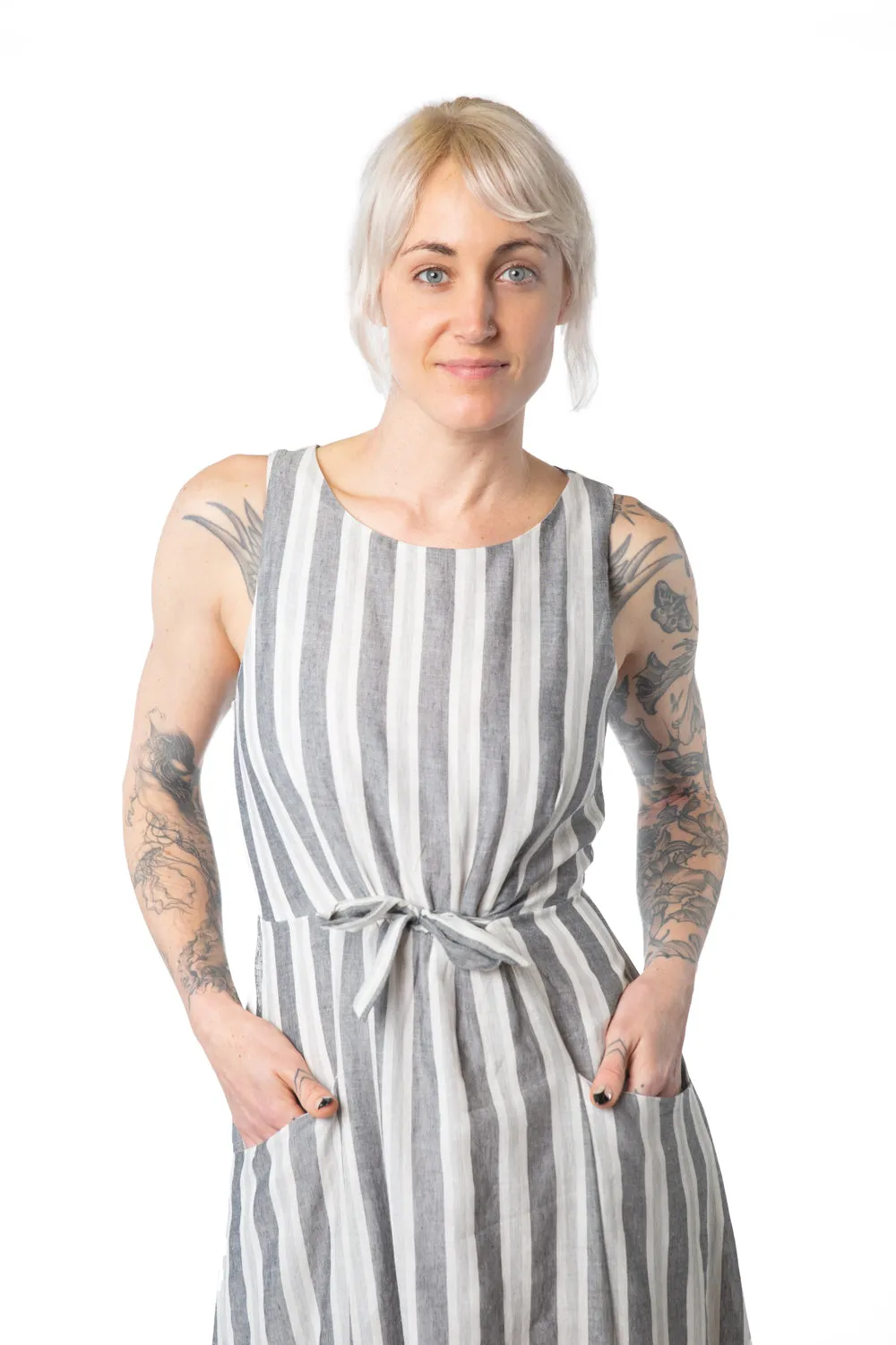 Rhiannon Dress in Stone Stripe Effortless Pair