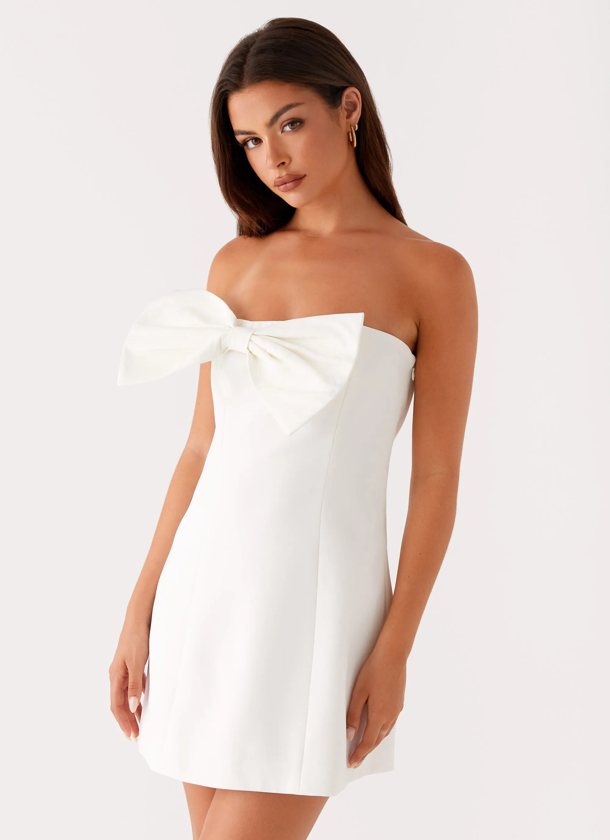 Riva Mini Dress - White Non Restrictive Back Slit