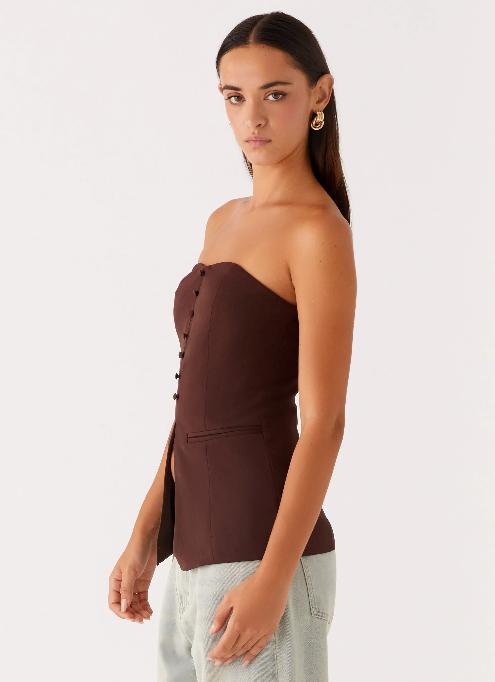 Riveria Strapless Top - Chocolate BondedShoulder