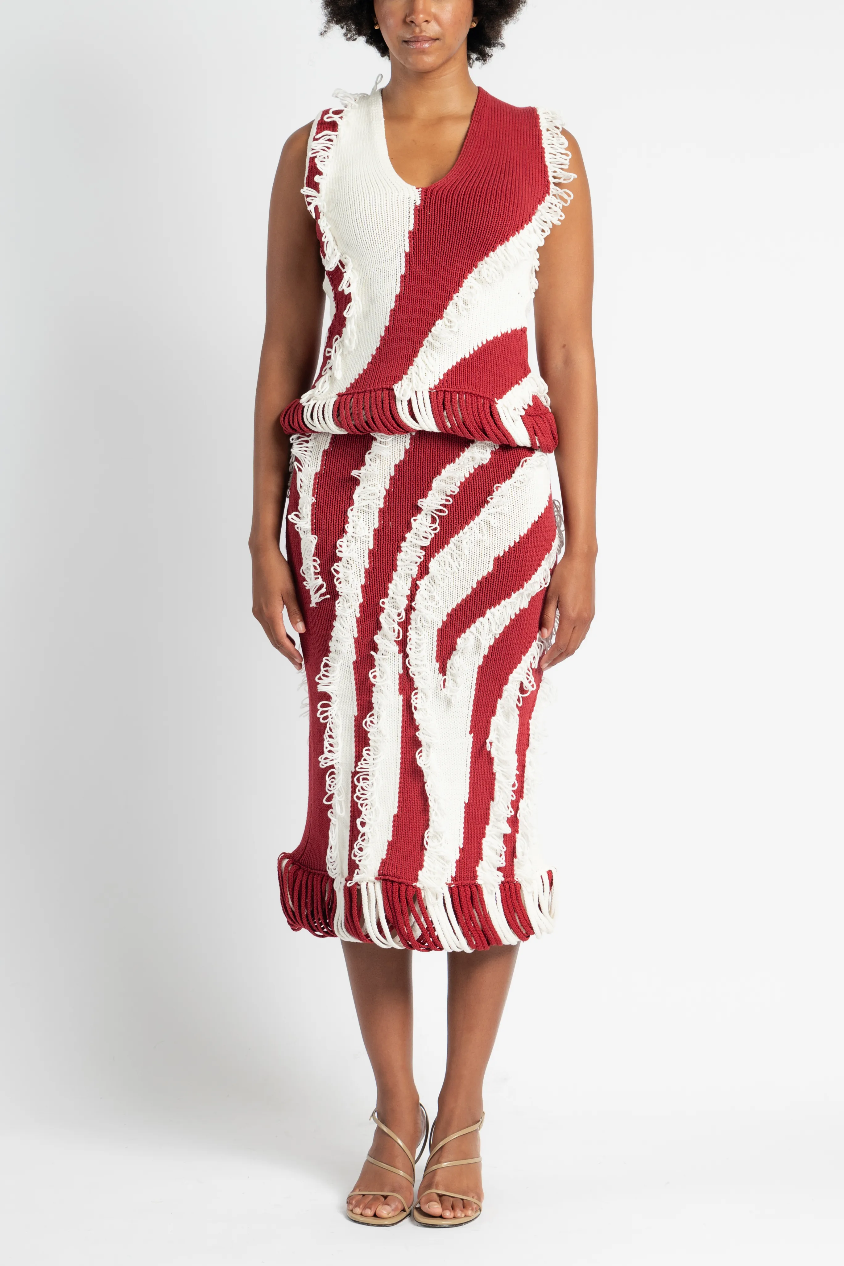 Roaring Fringe Skirt in Red Summer Picnic Flexible Comfort