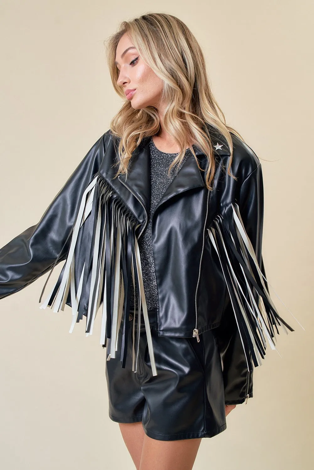 ModularLayering Clean Lines Rodeo Star Faux Leather Fringe Jacket